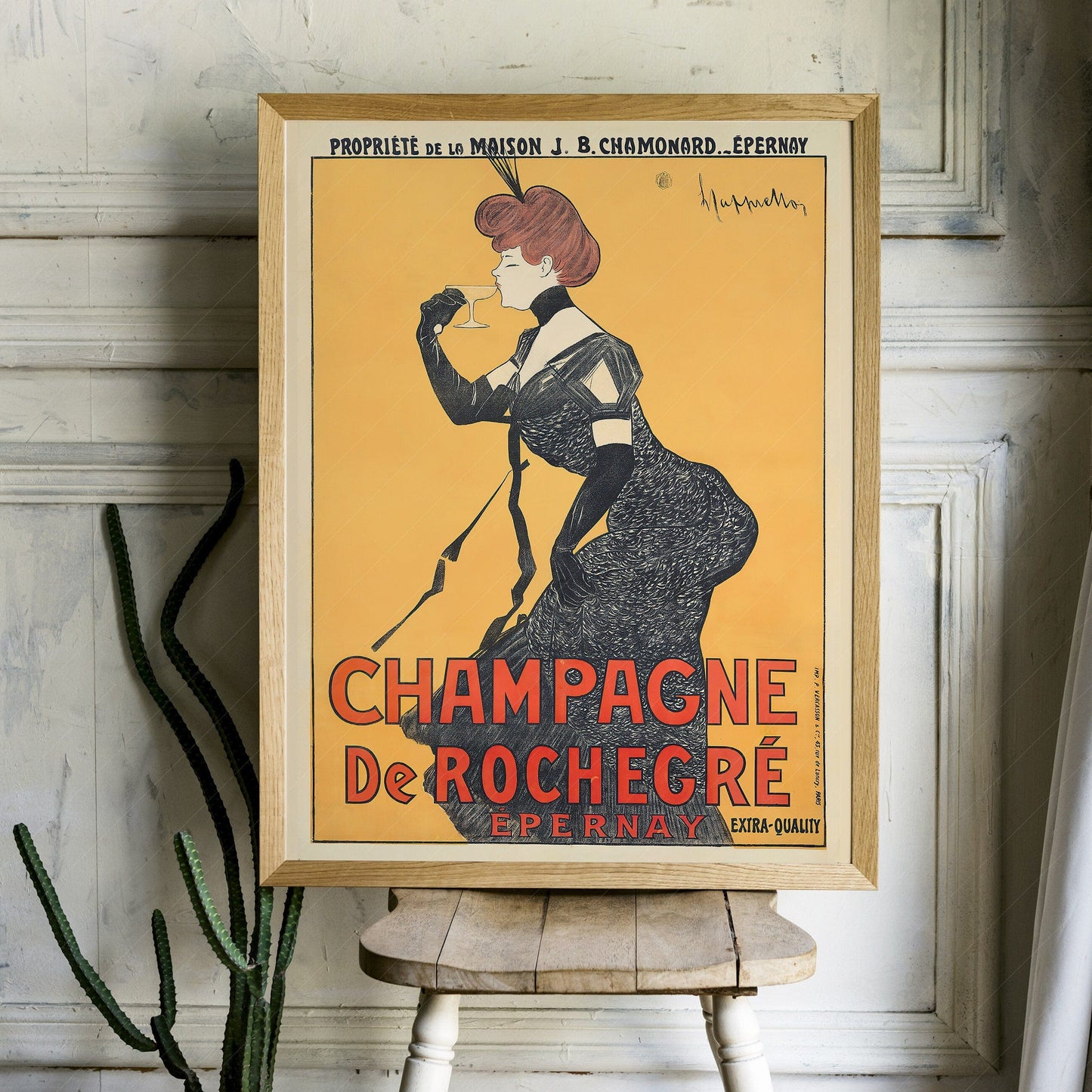Home Poster Decor Champagne de Rochegre, Vintage Advertising, Drink Poster, Party Wall Decor, Wine Art Print, Elegant Woman, Bar French Girl, Celebrate Bubbly