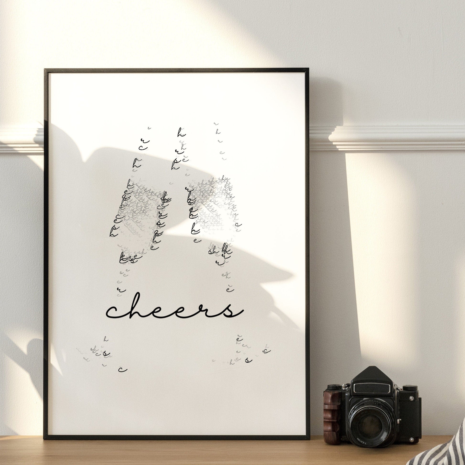 Home Poster Decor Single Cheers Sign, Wine Print, Drink Sign, Cheers Art, Dine room Art, Black and White, Bar Decor, Drink Quote, Gift to a friend, Aesthetic Poster