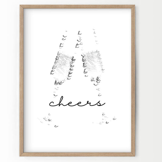 Home Poster Decor Single Cheers Sign, Wine Print, Drink Sign, Cheers Art, Dine room Art, Black and White, Bar Decor, Drink Quote, Gift to a friend, Aesthetic Poster