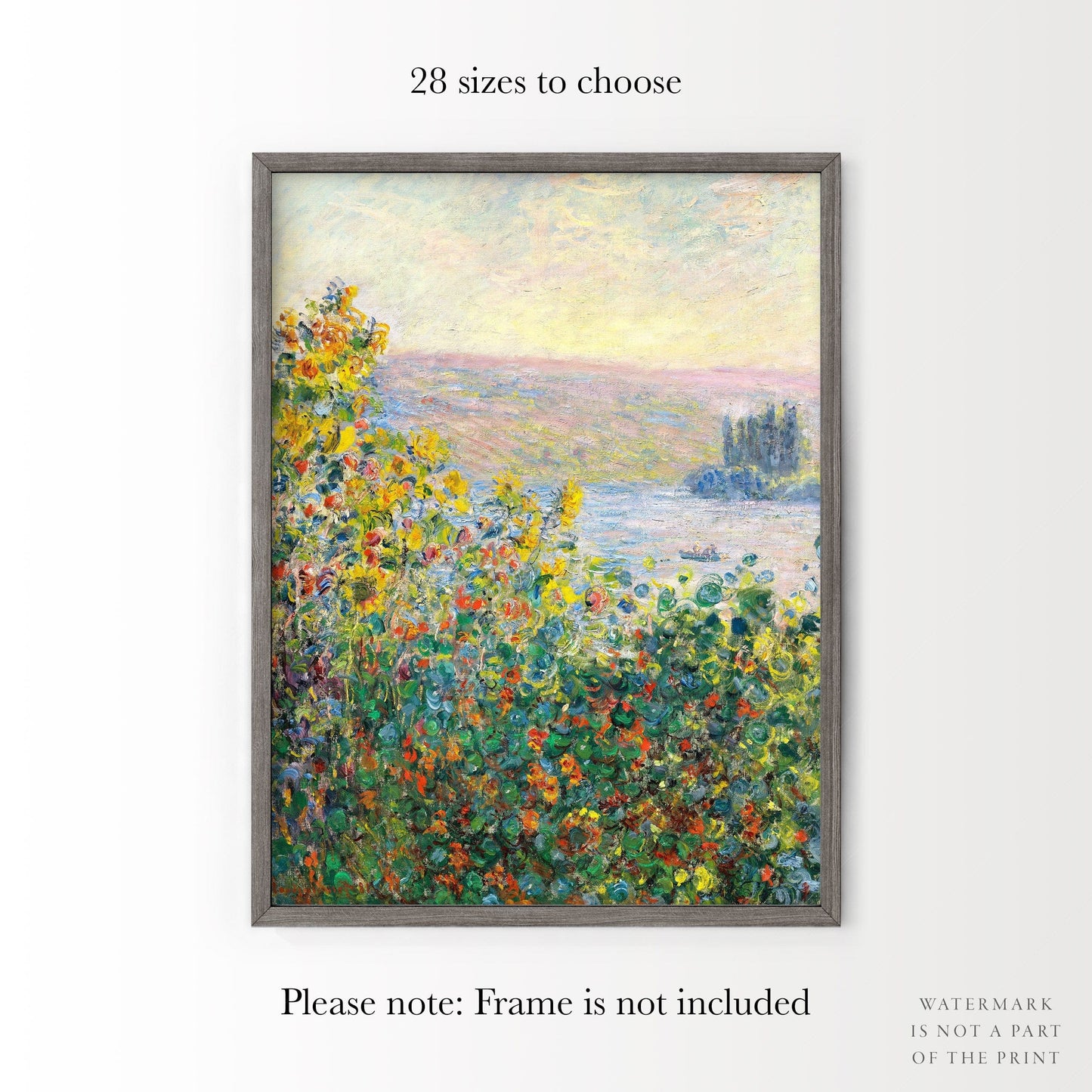 Claude Monet Single Claude Monet, Flower Beds at Vétheuil, Spring Floral Print, Poppy Field, European Landscape, Ocean View, Bedroom Wall Art, Famous Painting 9