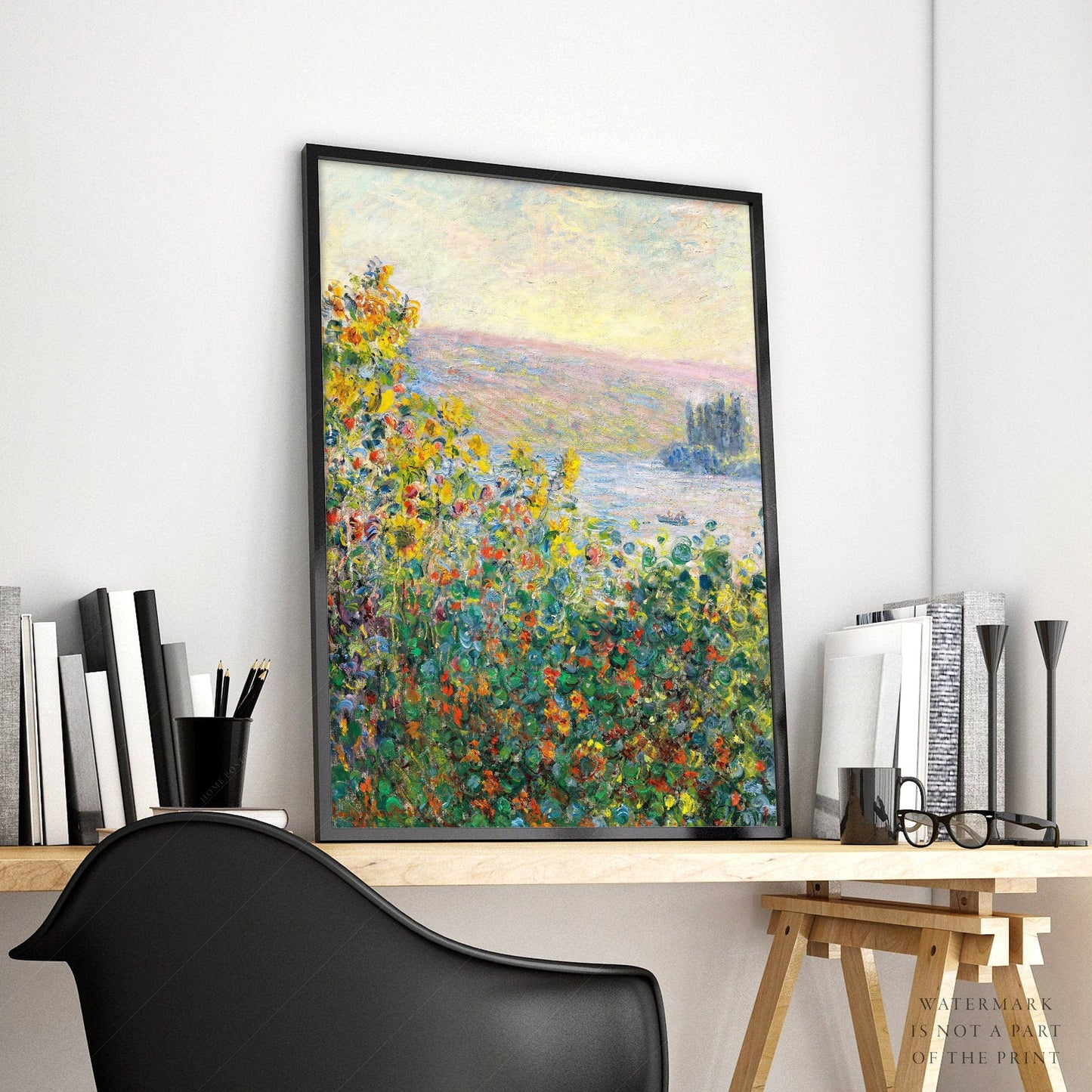 Claude Monet Single Claude Monet, Flower Beds at Vétheuil, Spring Floral Print, Poppy Field, European Landscape, Ocean View, Bedroom Wall Art, Famous Painting 9