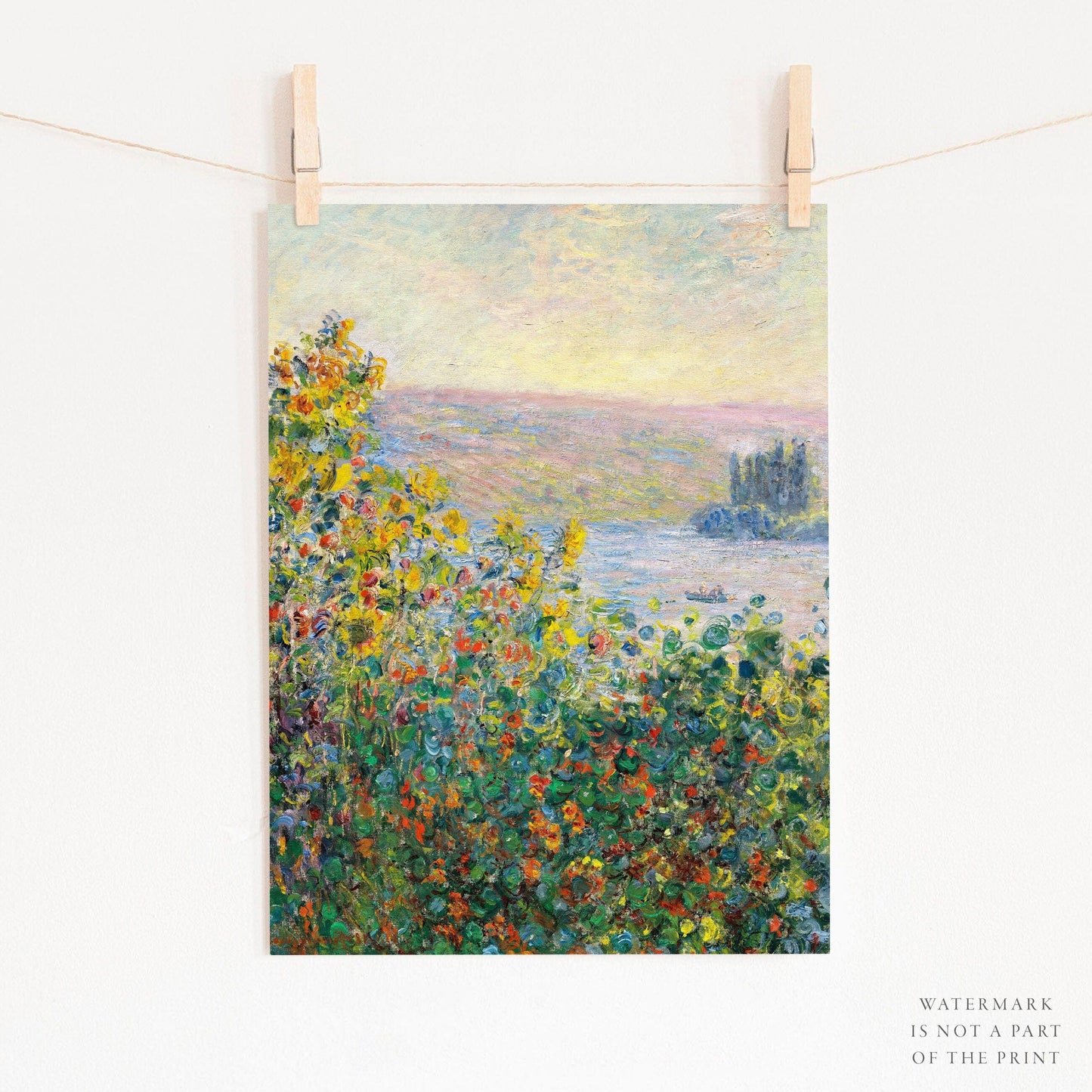 Claude Monet Single Claude Monet, Flower Beds at Vétheuil, Spring Floral Print, Poppy Field, European Landscape, Ocean View, Bedroom Wall Art, Famous Painting 9