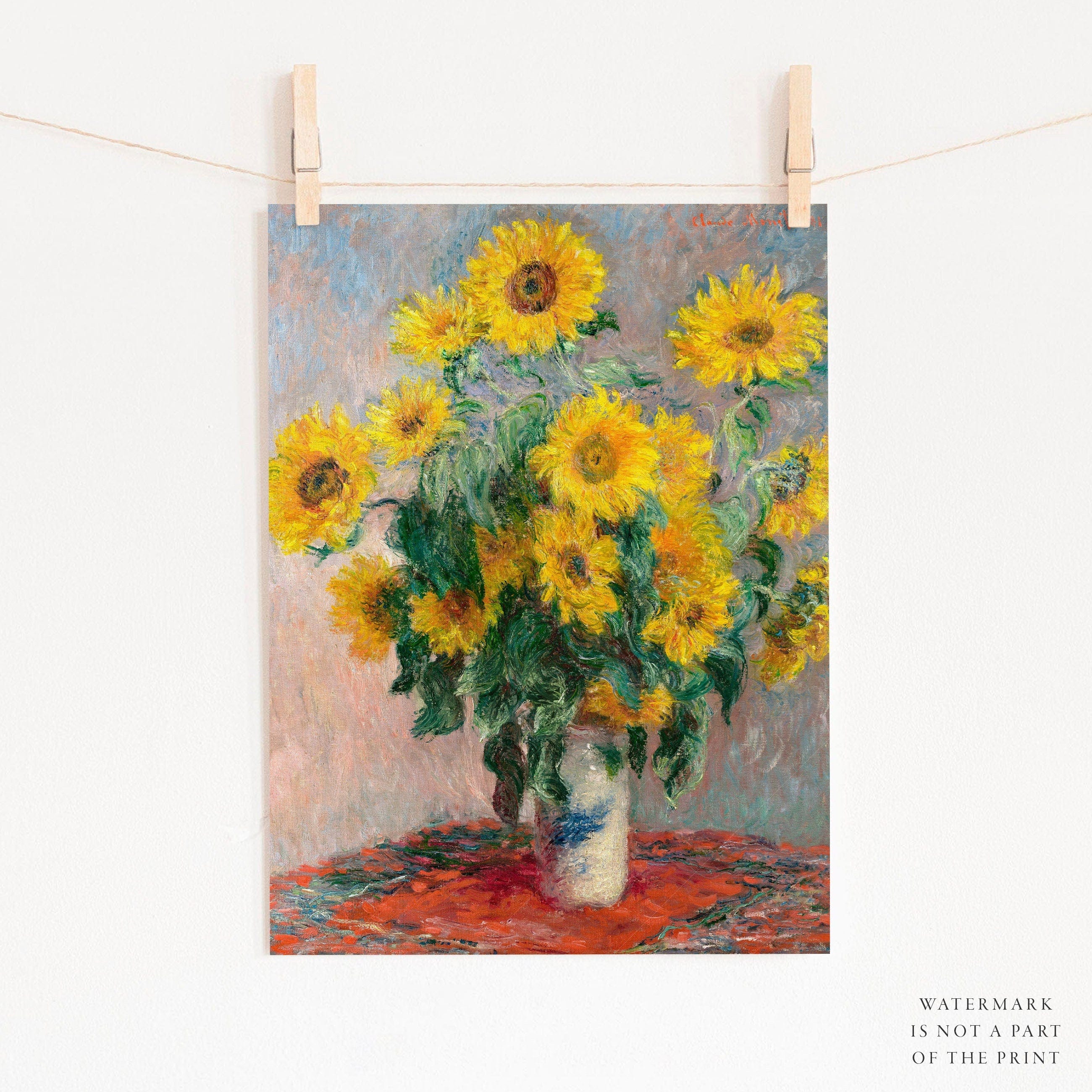 Claude Monet Poster, Bouquet Sunflowers, Floral Wall Decor