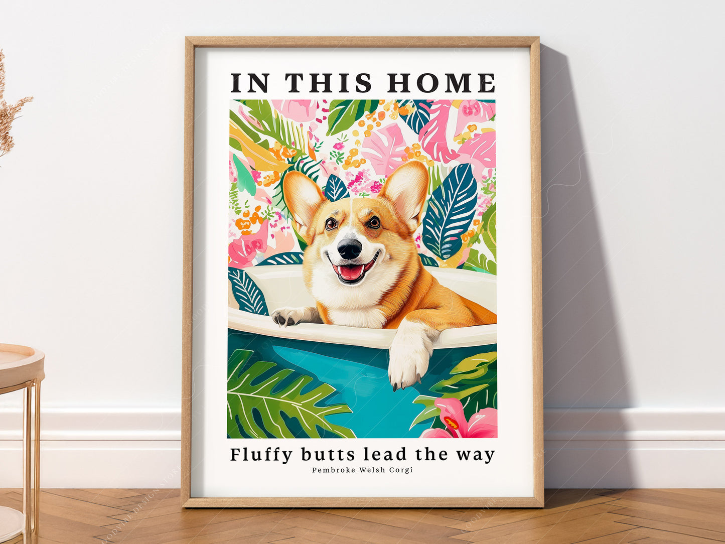 Dog Wall Art, Pembroke Welsh Corgi - In this Home Fluffy butts lead the way