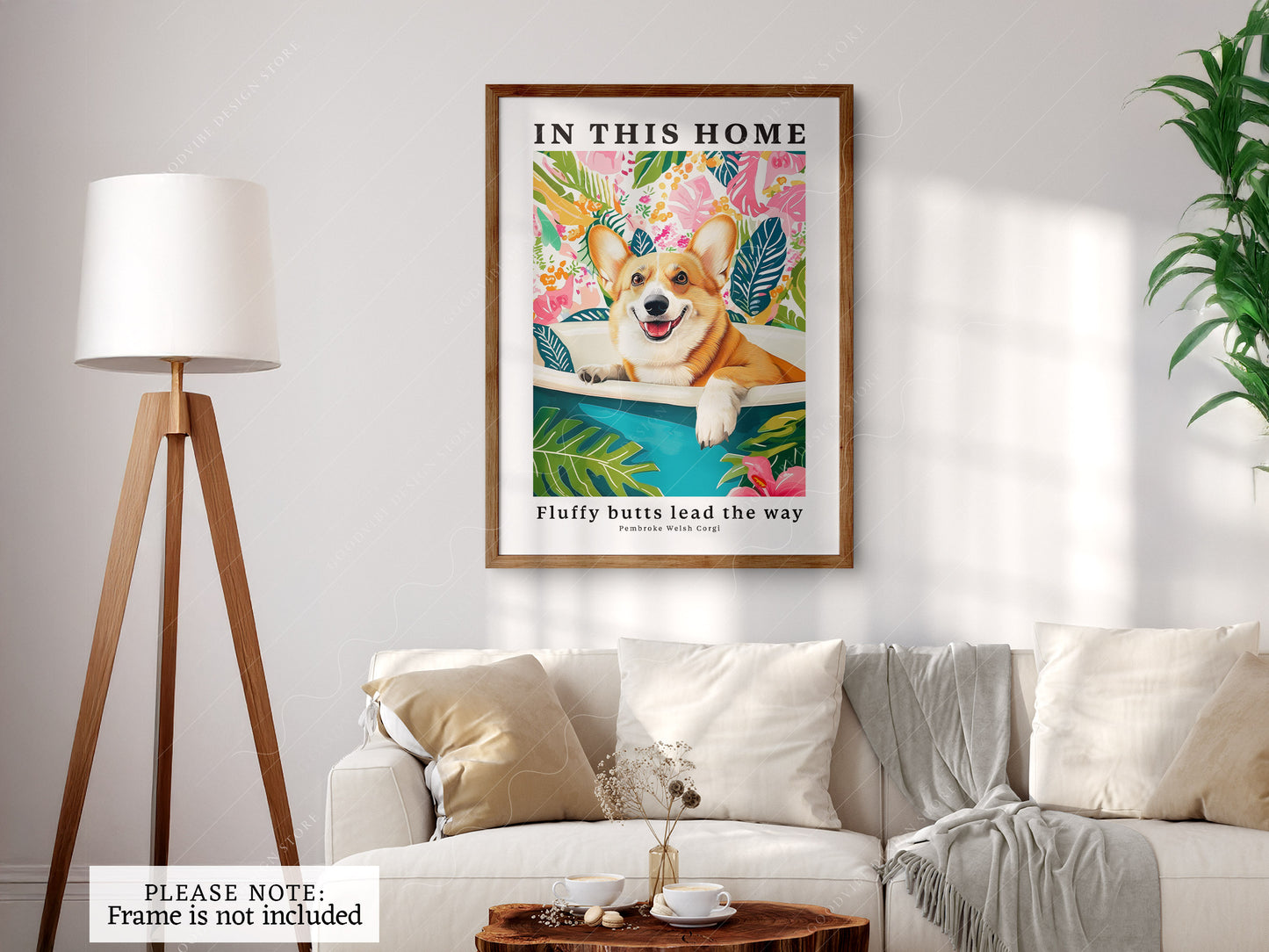 Dog Wall Art, Pembroke Welsh Corgi - In this Home Fluffy butts lead the way