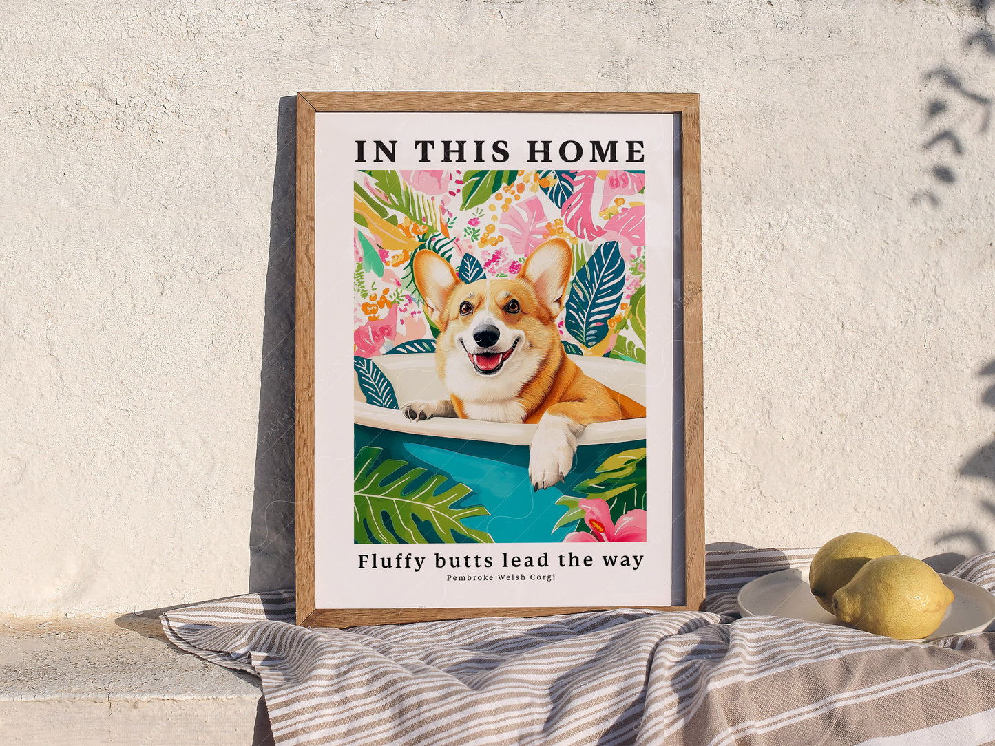 Dog Wall Art, Pembroke Welsh Corgi - In this Home Fluffy butts lead the way