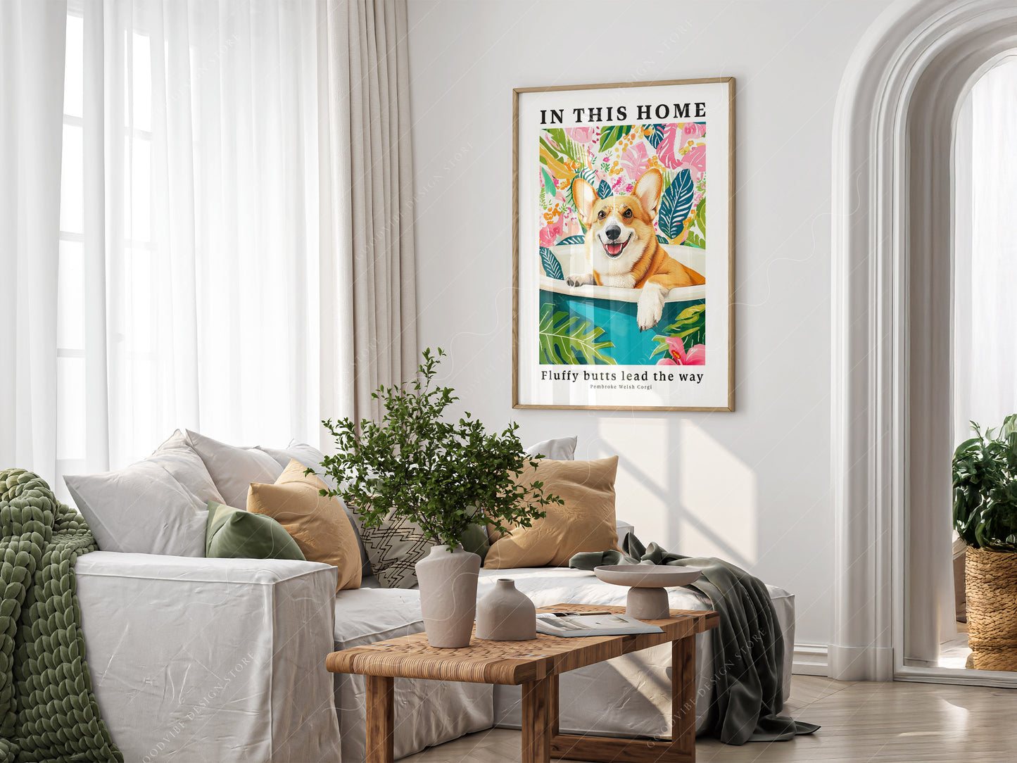 Dog Wall Art, Pembroke Welsh Corgi - In this Home Fluffy butts lead the way