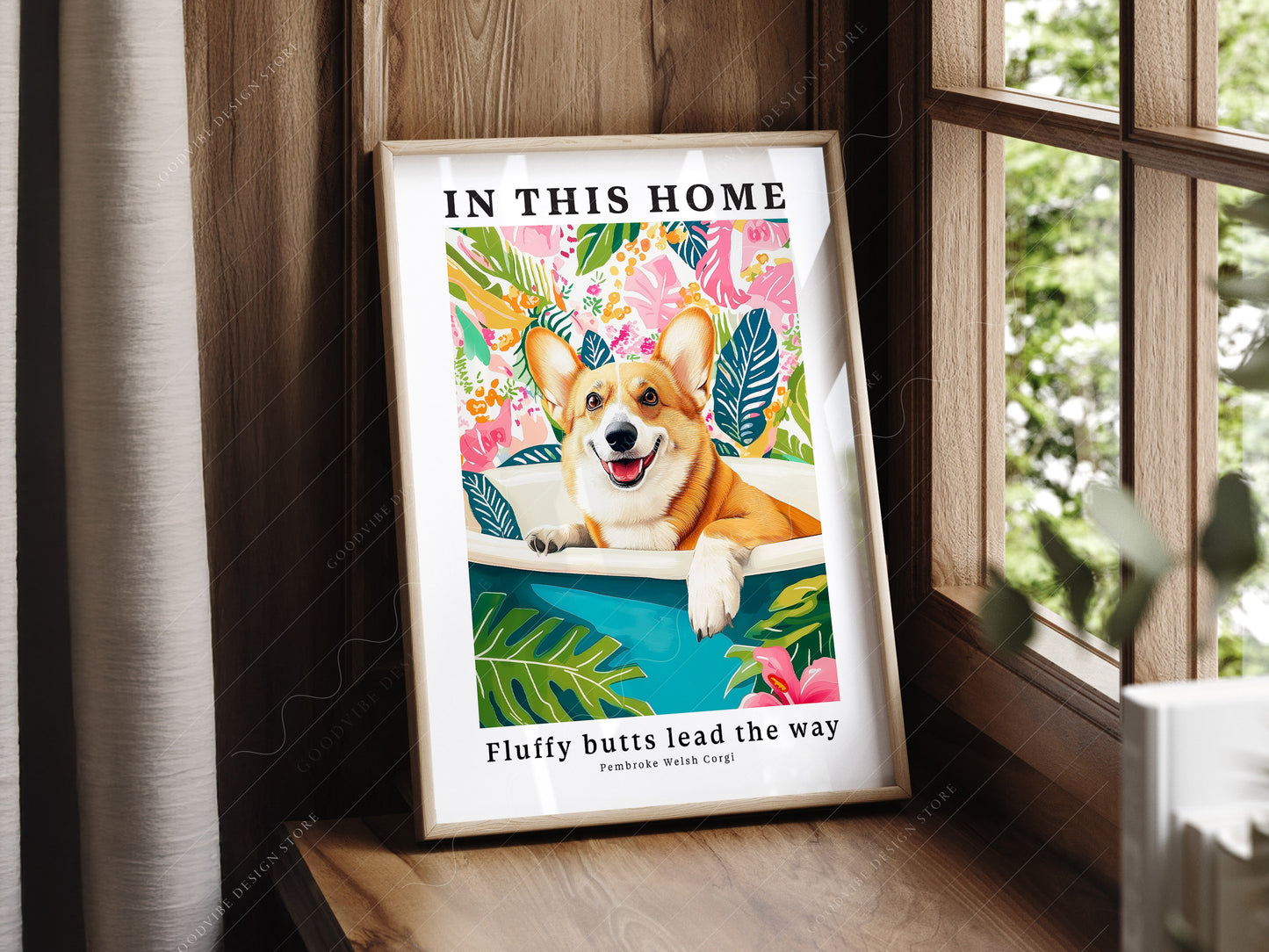 Dog Wall Art, Pembroke Welsh Corgi - In this Home Fluffy butts lead the way