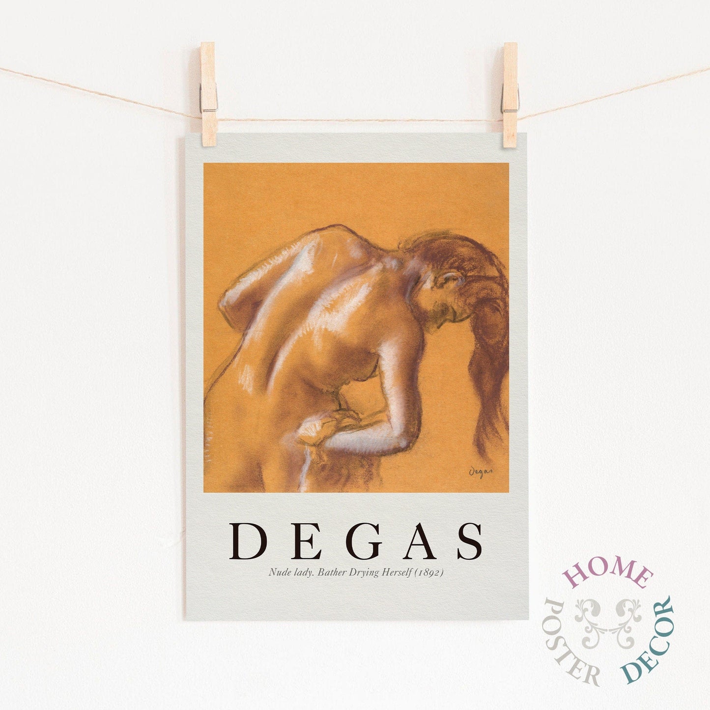 Home Poster Decor Single Edgar Degas Print, Degas Wall Art, Degas Exhibition Poster, Naked Women Art, up to 24x36, High Quality Print