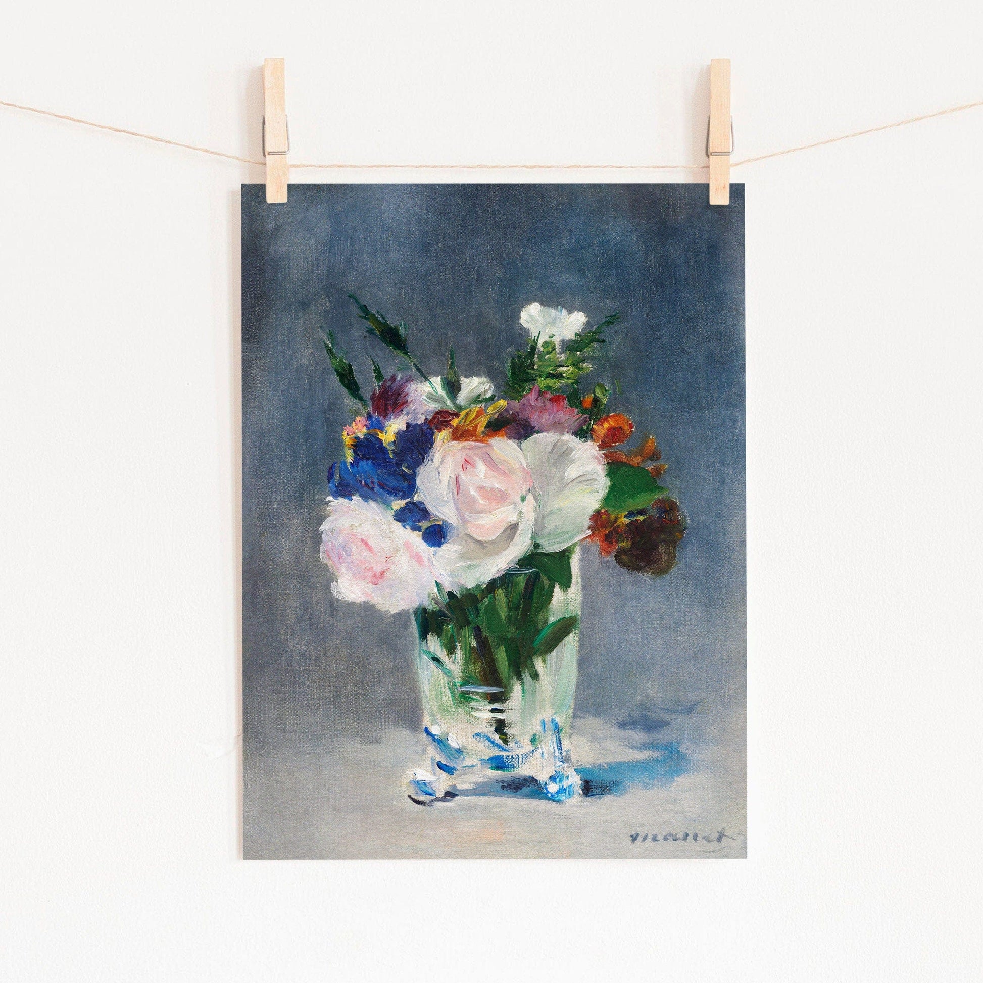 Home Poster Decor Single Edouard Manet Print, French Painting, Impressionism Art, Floral Wall Art, Manet Poster, Flower in Cristal Vase, Museum Quality Print