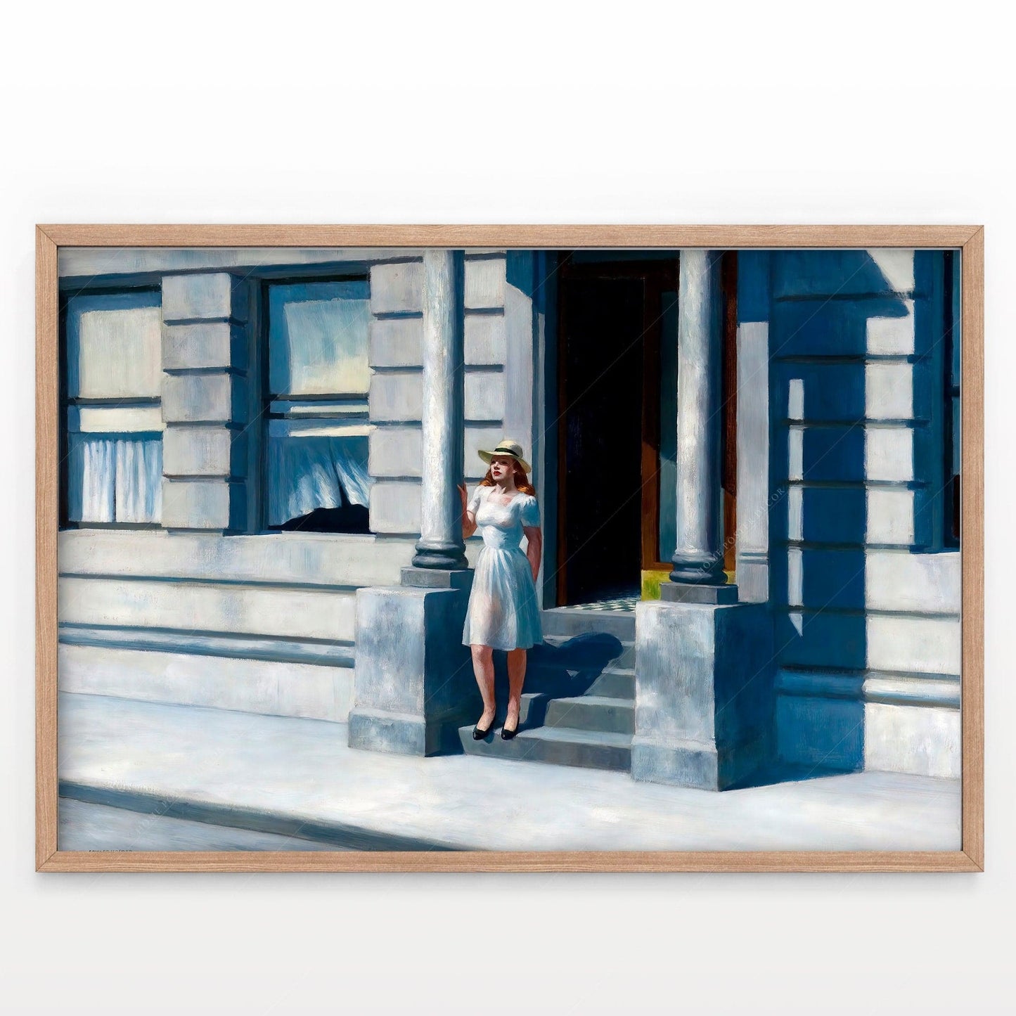 Home Poster Decor Edward Hopper Art, Summertime Print, Cityscape, Figure Female, Blond Girl Poster, Lady Girl, Fine Art, New York City, Architecture Exterior