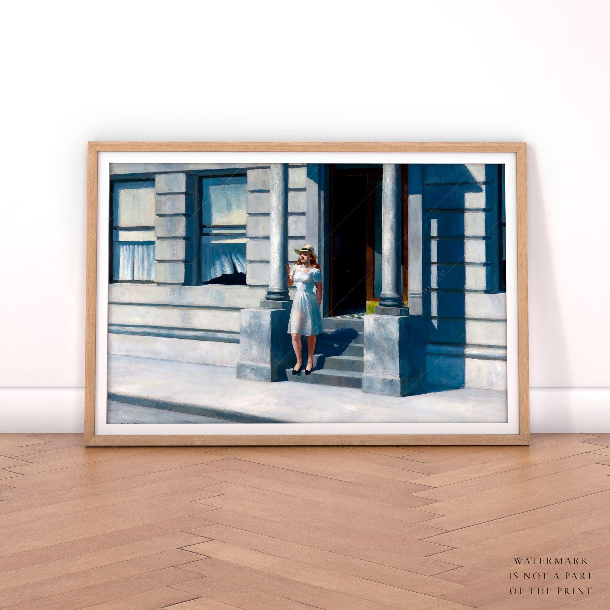 Home Poster Decor Edward Hopper Art, Summertime Print, Cityscape, Figure Female, Blond Girl Poster, Lady Girl, Fine Art, New York City, Architecture Exterior