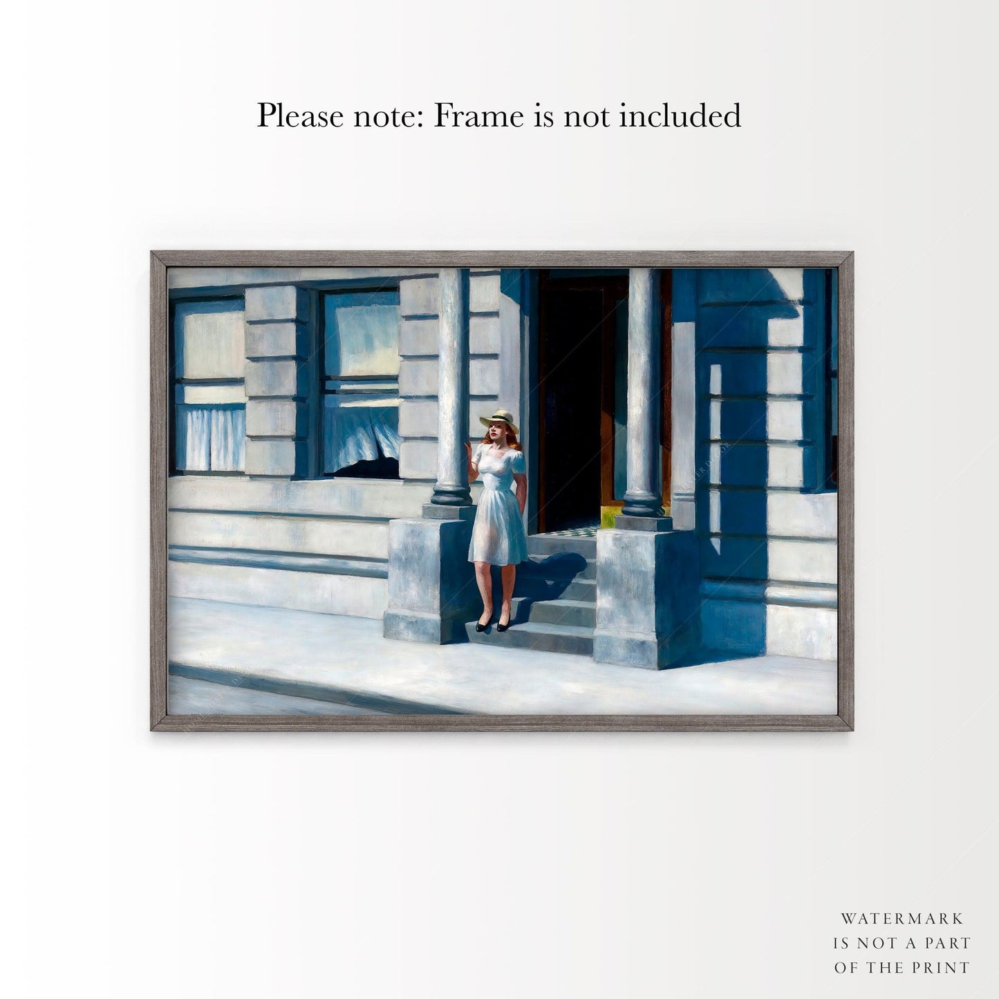 Home Poster Decor Edward Hopper Art, Summertime Print, Cityscape, Figure Female, Blond Girl Poster, Lady Girl, Fine Art, New York City, Architecture Exterior