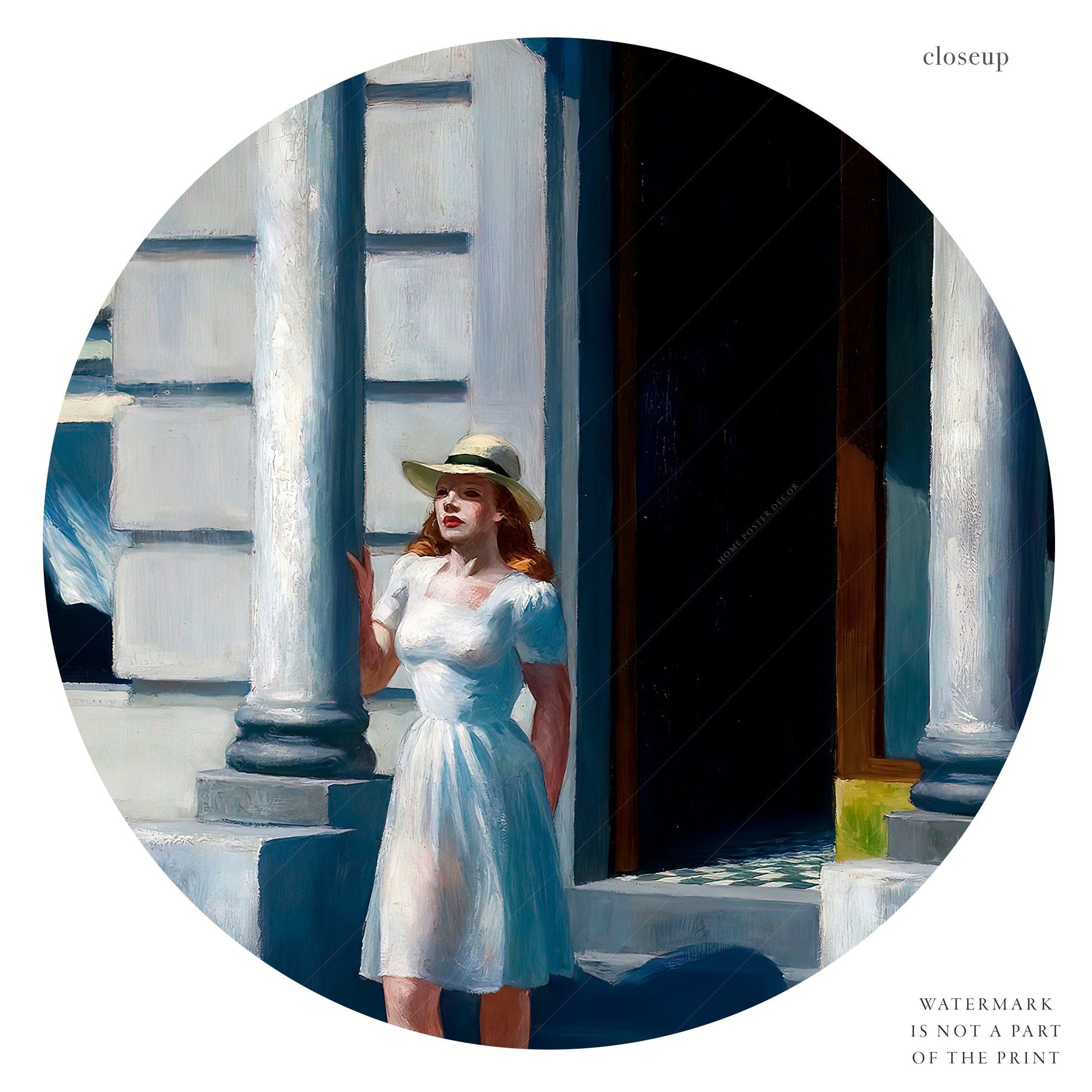 Home Poster Decor Single Edward Hopper Art, Summertime Print, Cityscape, Figure Female, Blond Girl Poster, Lady Girl, Fine Art, New York City, Architecture Exterior