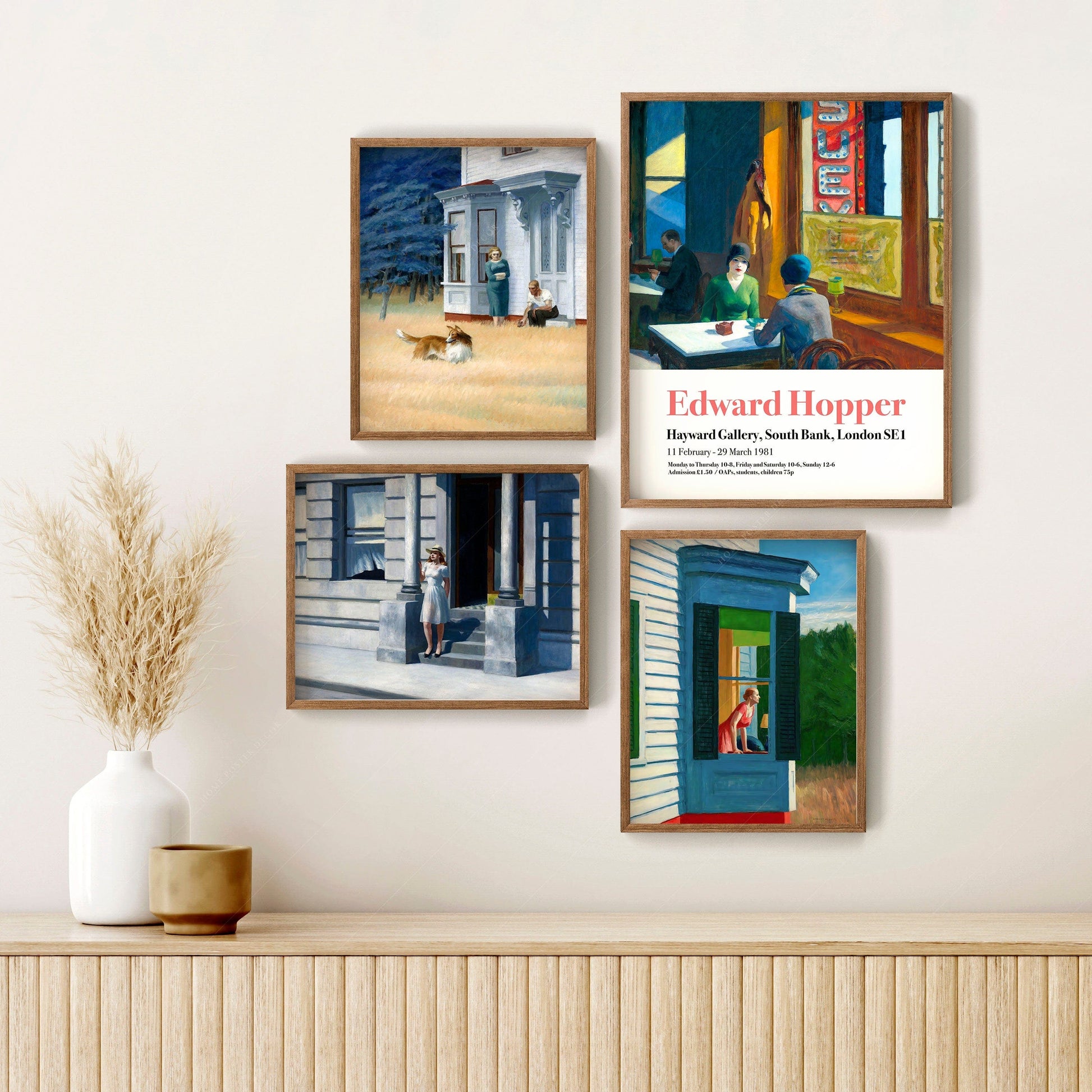 Home Poster Decor Gallery Wall Set Edward Hopper, Set 4 Prints, Cape Cod Evening, Chop Suey Painting, Summertime, Farm Collie Dog, Wedding Gift, Exhibition Poster, Gallery Art