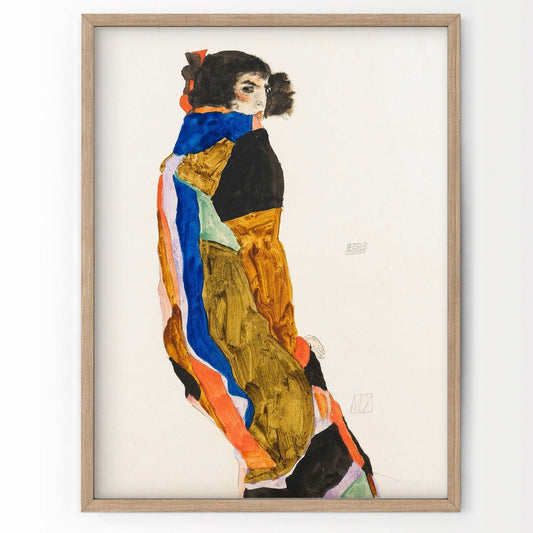 Home Poster Decor Single Egon Schiele Poster, Moa Print, The MET museum, Women Standing, Line Drawing, Expressionist painter, 20th century,  Twisted bodies