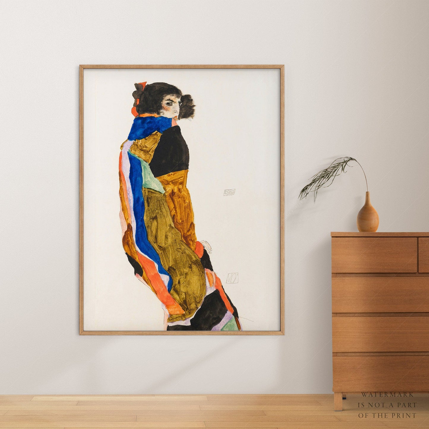 Home Poster Decor Single Egon Schiele Poster, Moa Print, The MET museum, Women Standing, Line Drawing, Expressionist painter, 20th century,  Twisted bodies