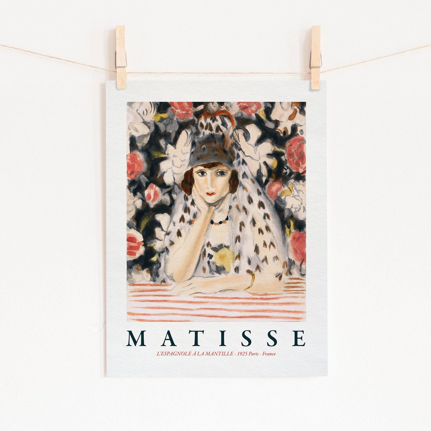 Home Poster Decor Espagnole a la Mantille by Matisse, Famous Painting, Wedding Gift Idea