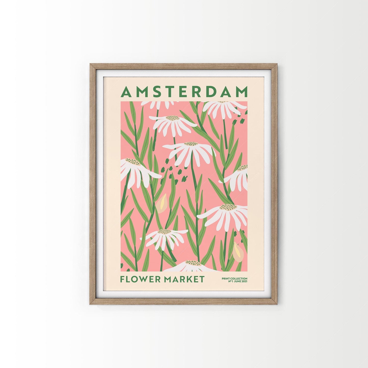 Home Poster Decor Single Flower Market Amsterdam, Daisy Flower Print, Botanical Wall Print, Spring Wall Decor, Retro Decor, Floral Wall Decor, Gift Idea