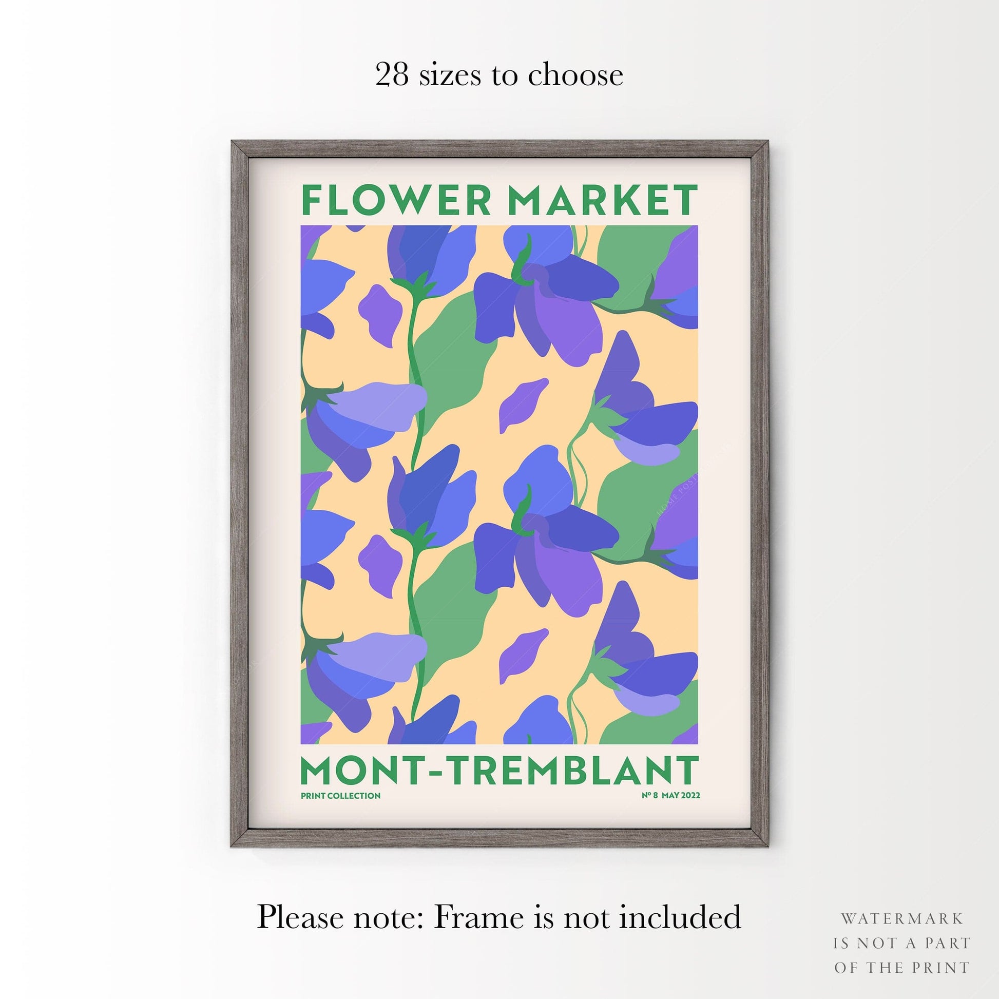 Home Poster Decor Single Flower Market Mont-Tremblant, Blue Wild Indigo, Botanical Wall Print, Spring Wall Decor, Floral Wall Decor, Baptisia australis, Gift Idea