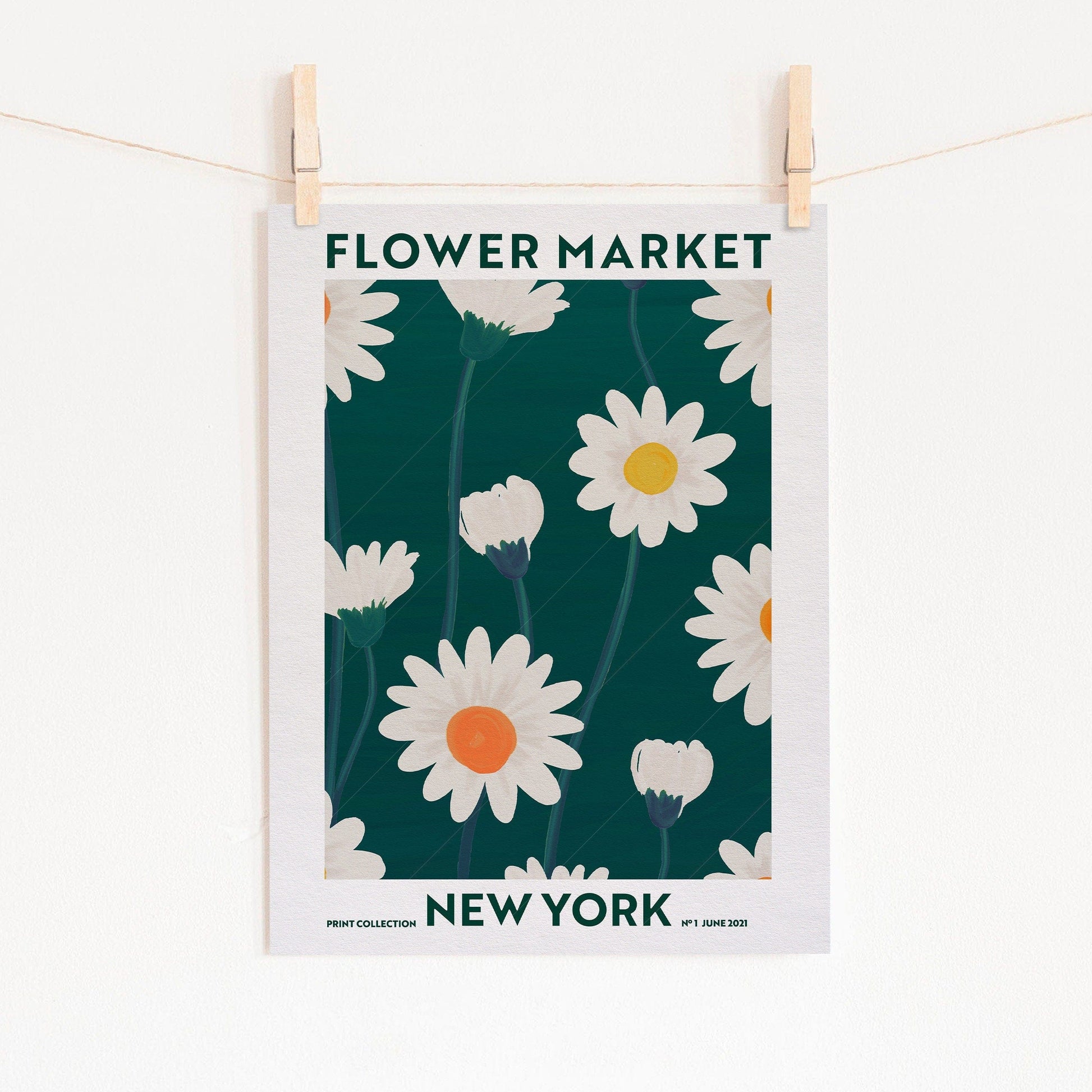 Home Poster Decor Single Flower Market New York, New York Wall Art, Floral Wall Decor, New York Poster, Flower Art Print, Gift Idea, Flower Market Printed Shipped