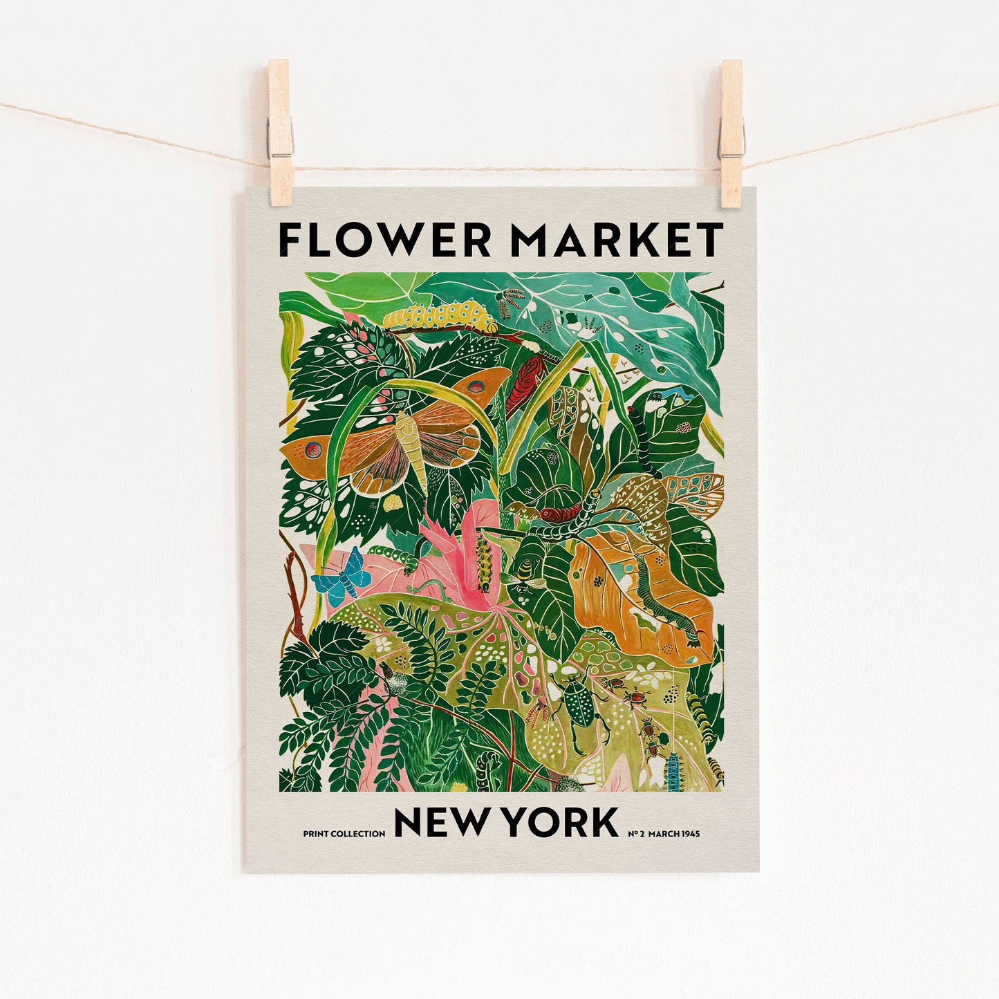 Flower Market New York, Famous City Poster, Travel Gift Idea, Floral Wall Art
