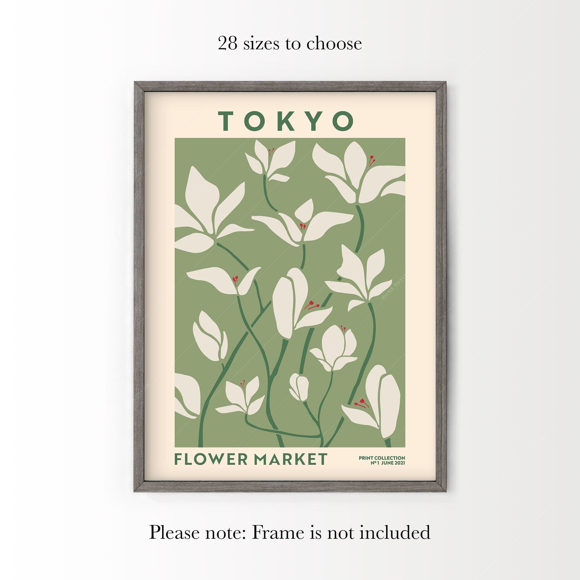 Home Poster Decor Single Flower Market Printed Shipped, Flower Market Tokyo, Floral Wall Art, Spring Wall Decor, Flower Market Poster, Retro Decor, Gift Idea