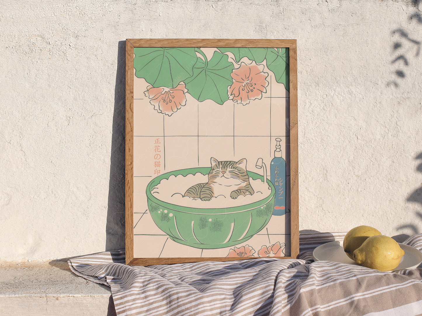 Japandi Cat Print, Minimalist Zen Wall Art