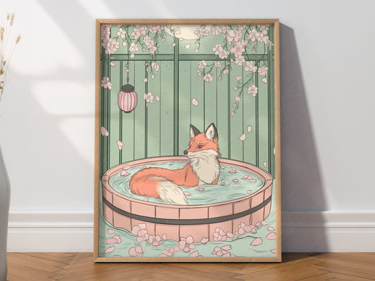 Japanese Fox Print, Minimalist Zen Wall Art