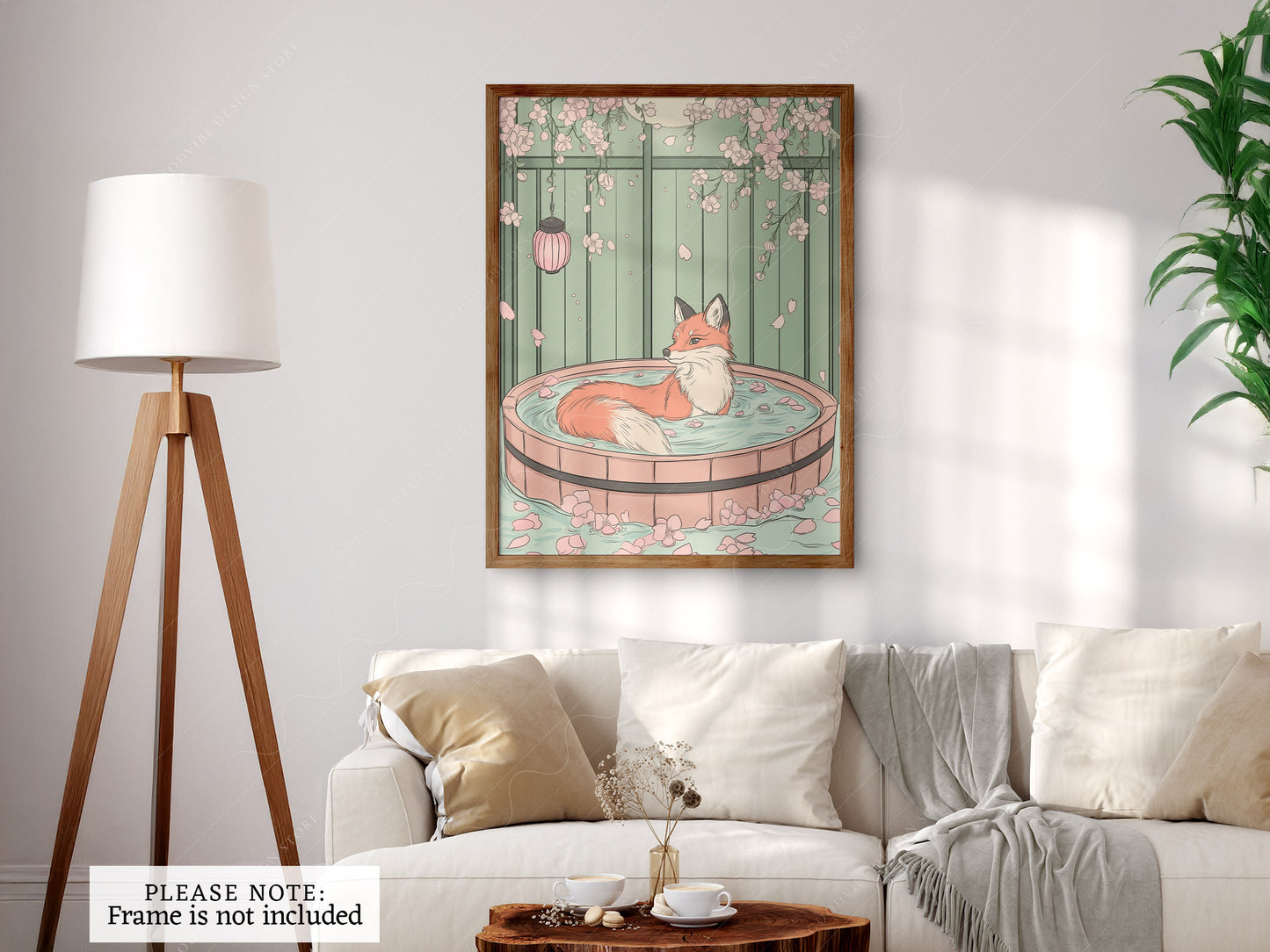 Japanese Fox Print, Minimalist Zen Wall Art