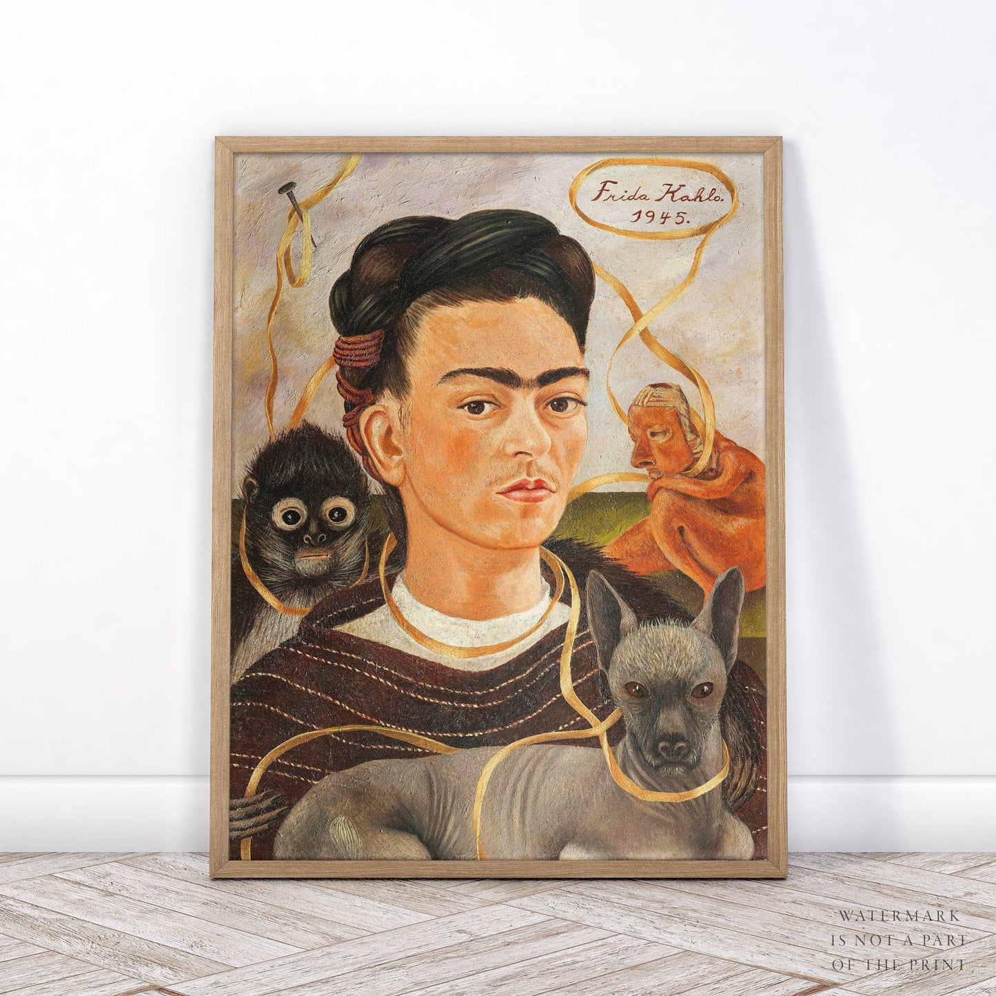 Home Poster Decor Single Frida Kahlo Print, Self-Portrait with Monkey, Inspirational Women, Famous Painting, Modern Masters, Gift Idea, Bedroom Wall Decor, Wall Art6