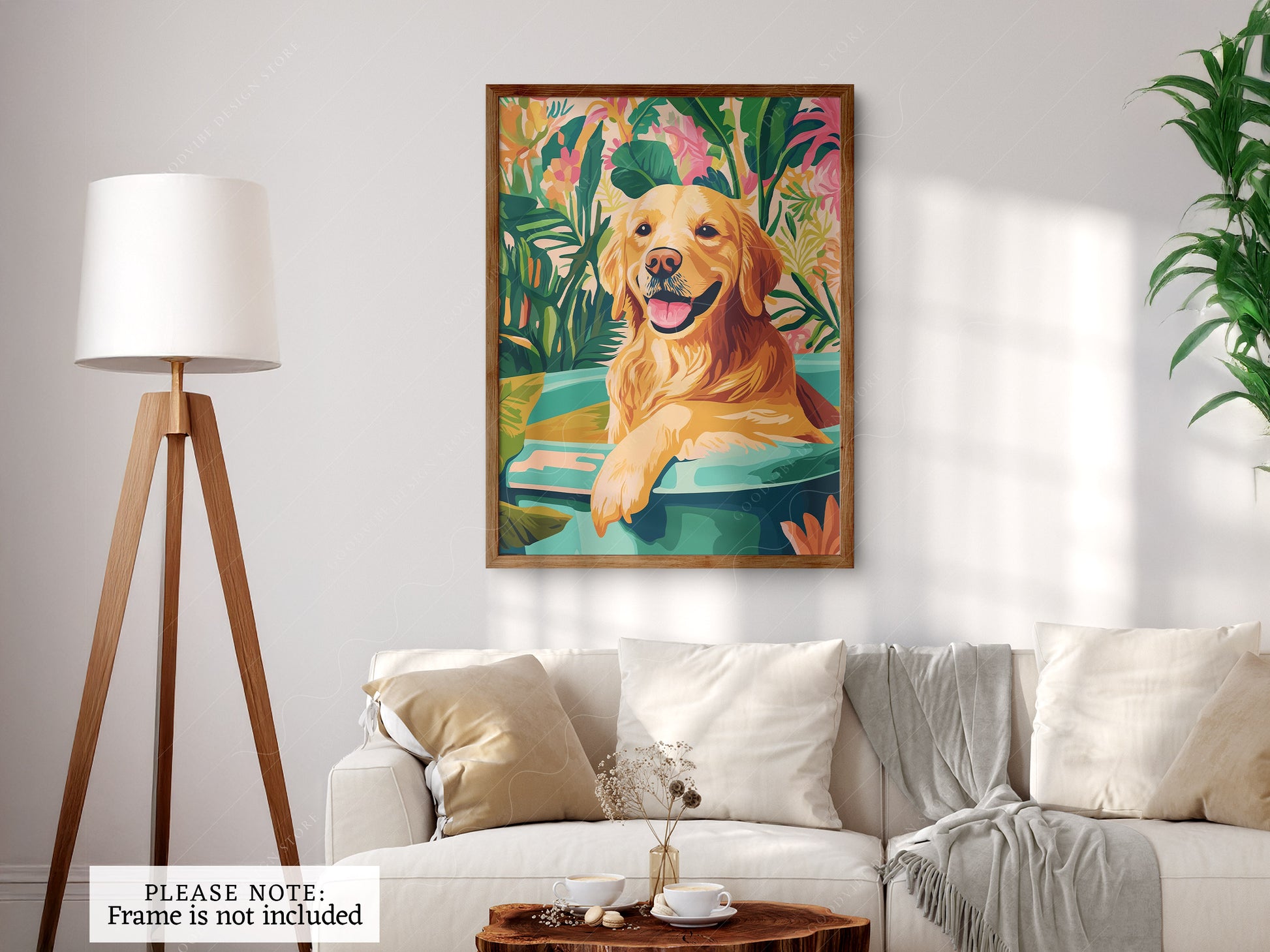 Close-up of Golden Retriever in Bathtub archival print on Premium Matte Paper