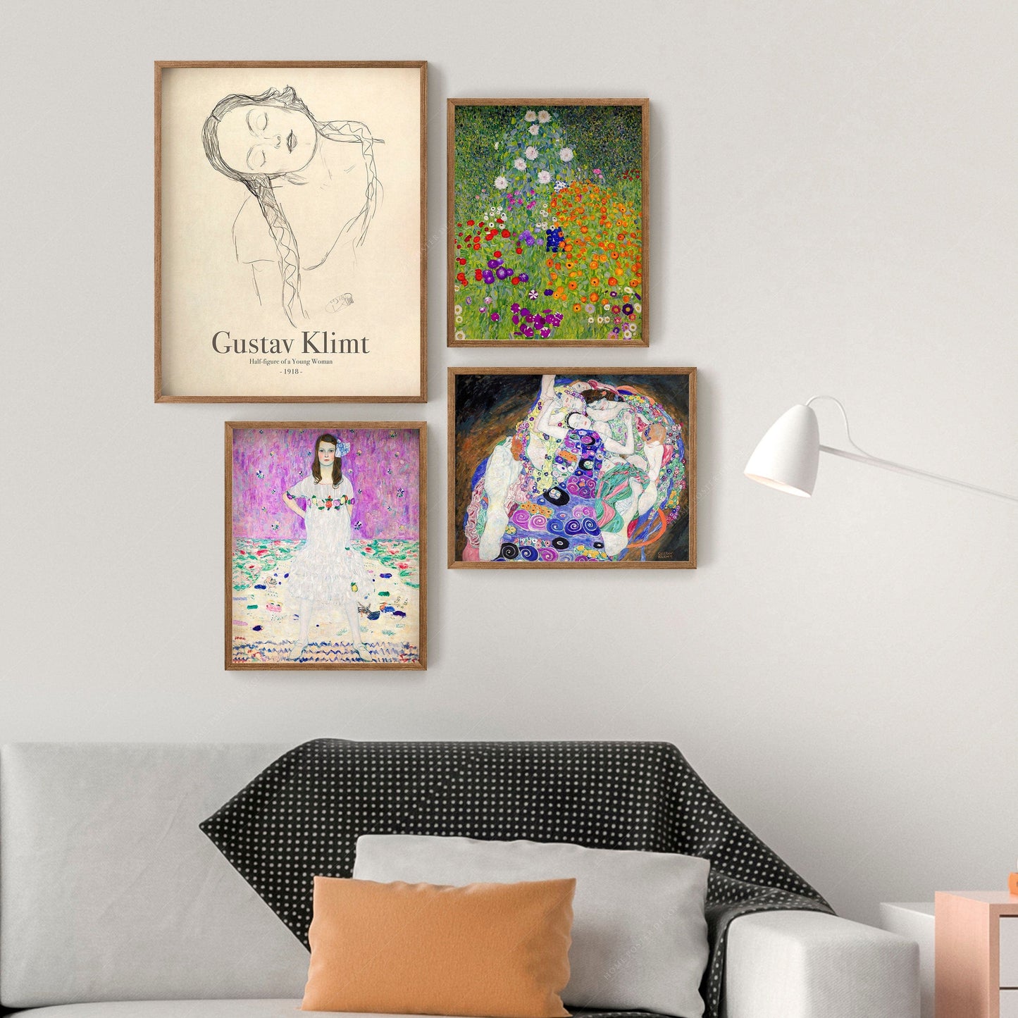 Home Poster Decor Gallery Wall Set Gustav Klimt, Gallery Wall, Set of 4 Prints, Mäda Primavesi, Bauerngarten, Death Life, Flower Garden, Famous Painting, Above Sofa Wall Art