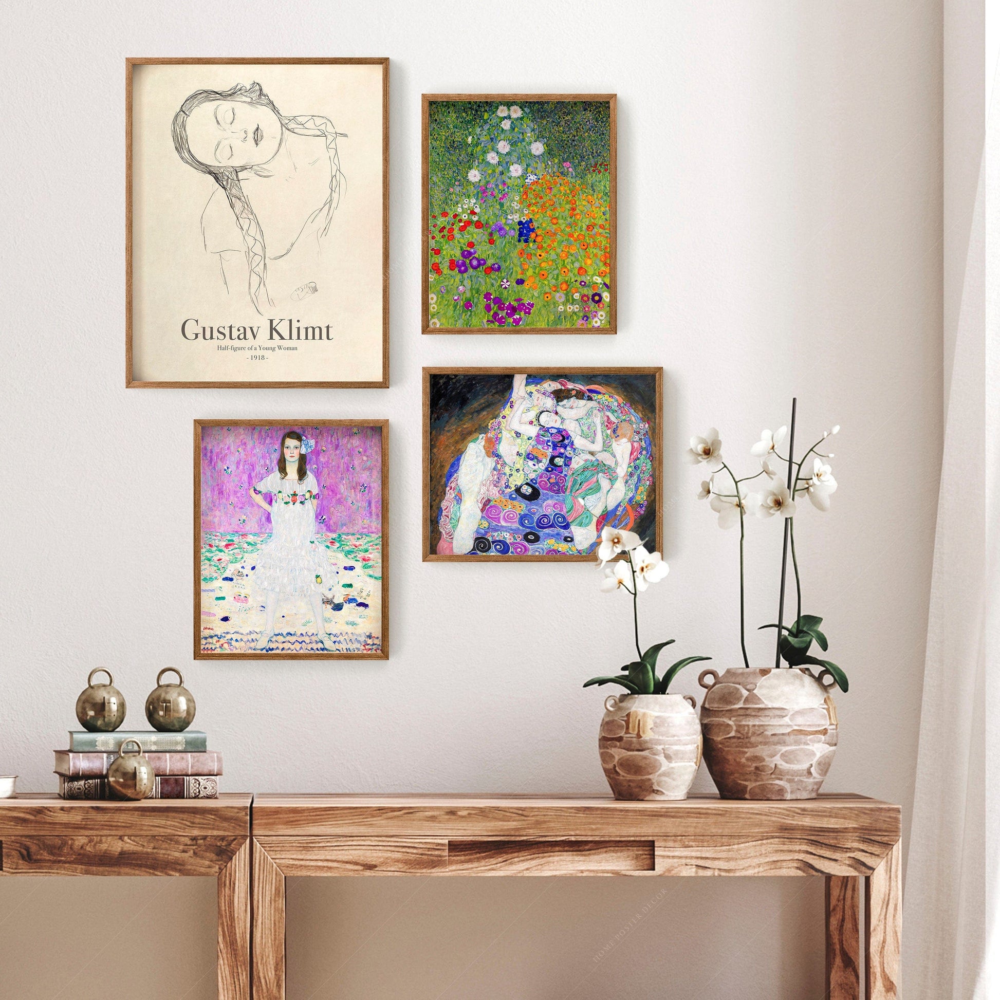 Home Poster Decor Gallery Wall Set Gustav Klimt, Gallery Wall, Set of 4 Prints, Mäda Primavesi, Bauerngarten, Death Life, Flower Garden, Famous Painting, Above Sofa Wall Art