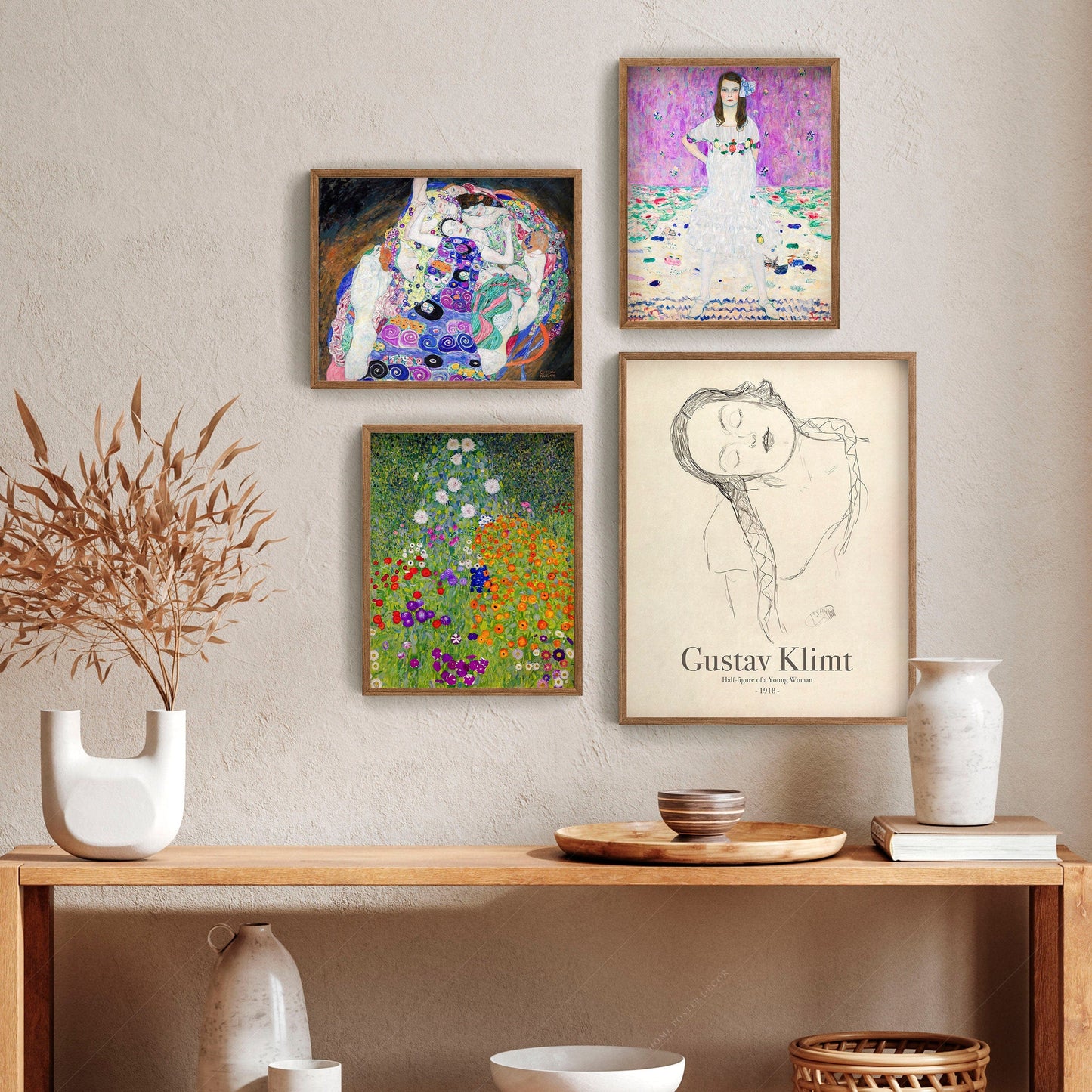 Home Poster Decor Gallery Wall Set Gustav Klimt, Gallery Wall, Set of 4 Prints, Mäda Primavesi, Bauerngarten, Death Life, Flower Garden, Famous Painting, Above Sofa Wall Art