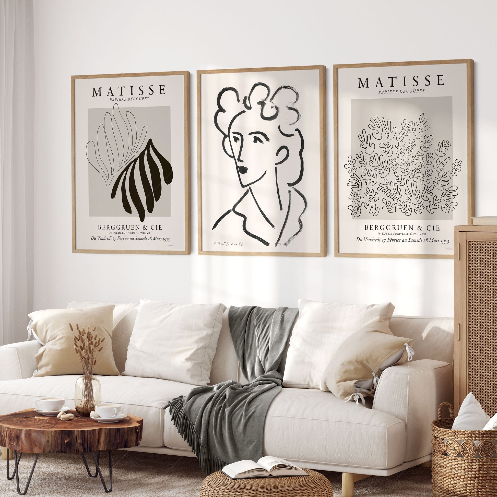 Home Poster Decor Henri Matisse Gallery Wall, Set of 3 Prints, Mid Century Modern Decor