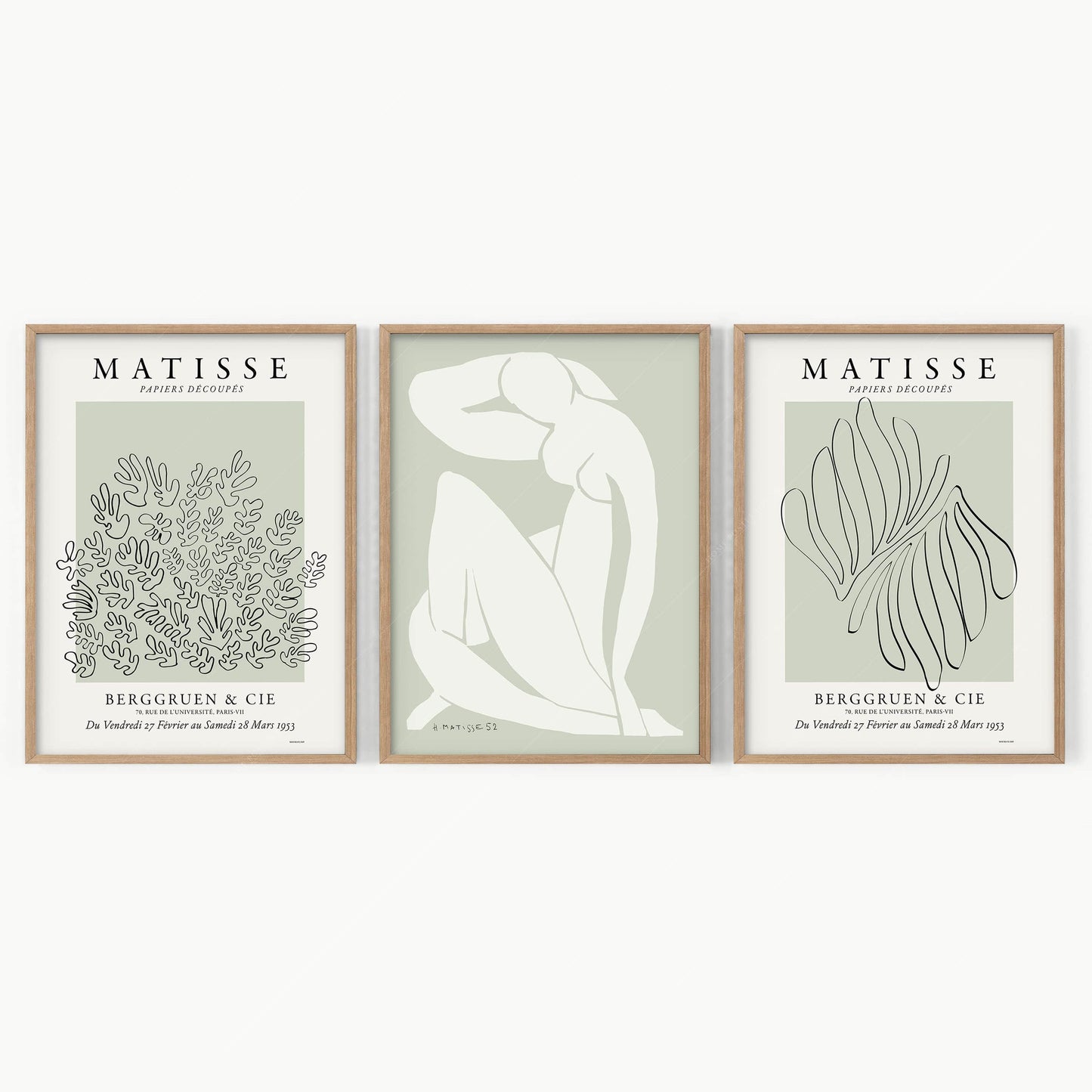 Home Poster Decor Henri Matisse Gallery Wall, Set of 3 Prints, The Cut Outs and Nude Blue