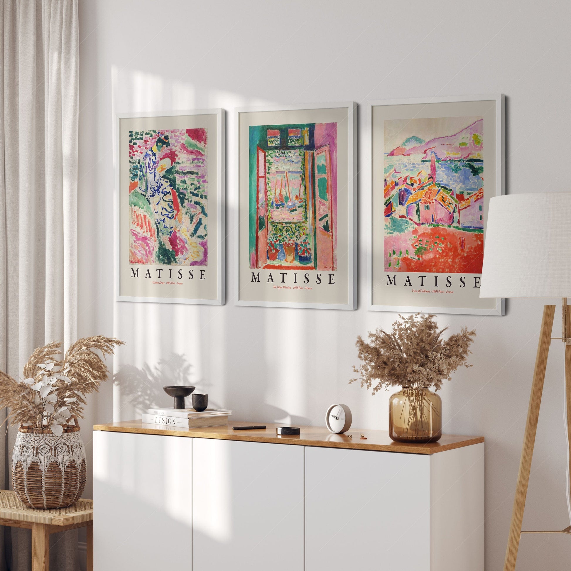 Home Poster Decor Art Print Henri Matisse Gallery Wall, Set of 3 Prints, The Open Window, View at Collioure, La Japonaise