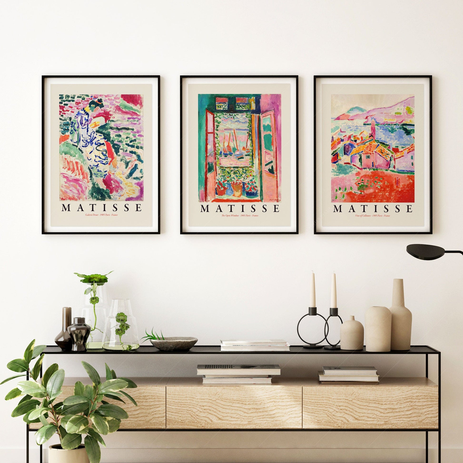 Home Poster Decor Art Print Henri Matisse Gallery Wall, Set of 3 Prints, The Open Window, View at Collioure, La Japonaise