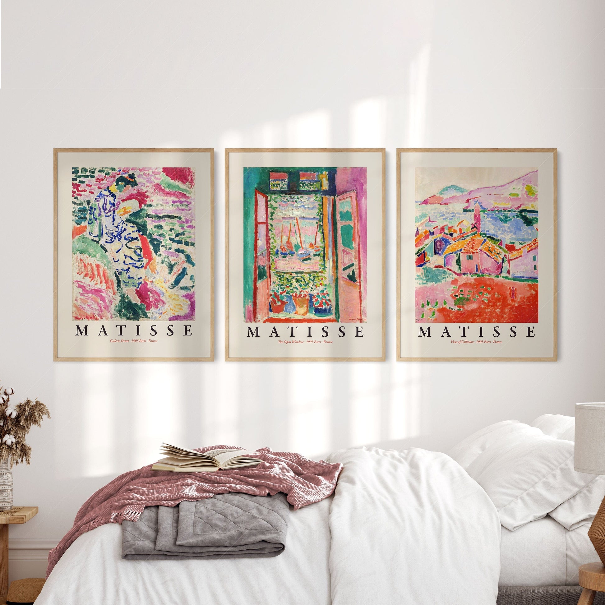 Home Poster Decor Art Print Henri Matisse Gallery Wall, Set of 3 Prints, The Open Window, View at Collioure, La Japonaise