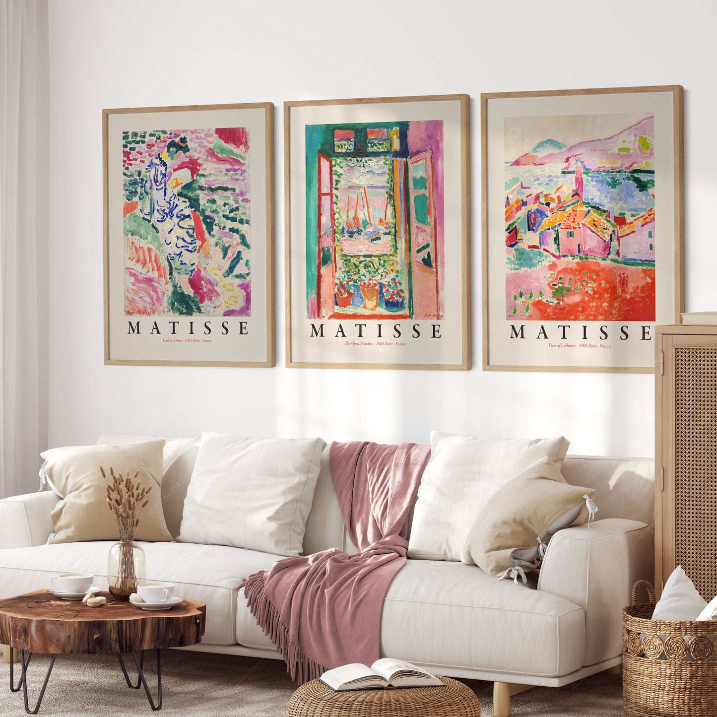 Home Poster Decor Art Print Henri Matisse Gallery Wall, Set of 3 Prints, The Open Window, View at Collioure, La Japonaise