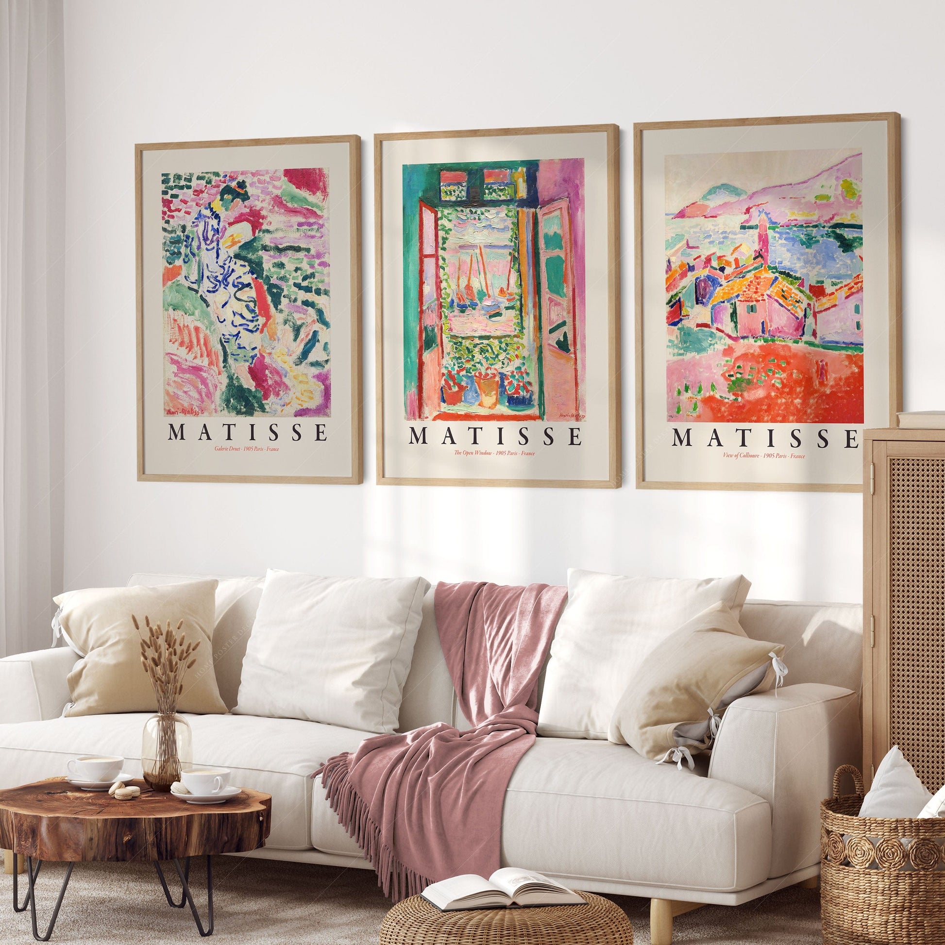 Home Poster Decor Art Print Henri Matisse Gallery Wall, Set of 3 Prints, The Open Window, View at Collioure, La Japonaise