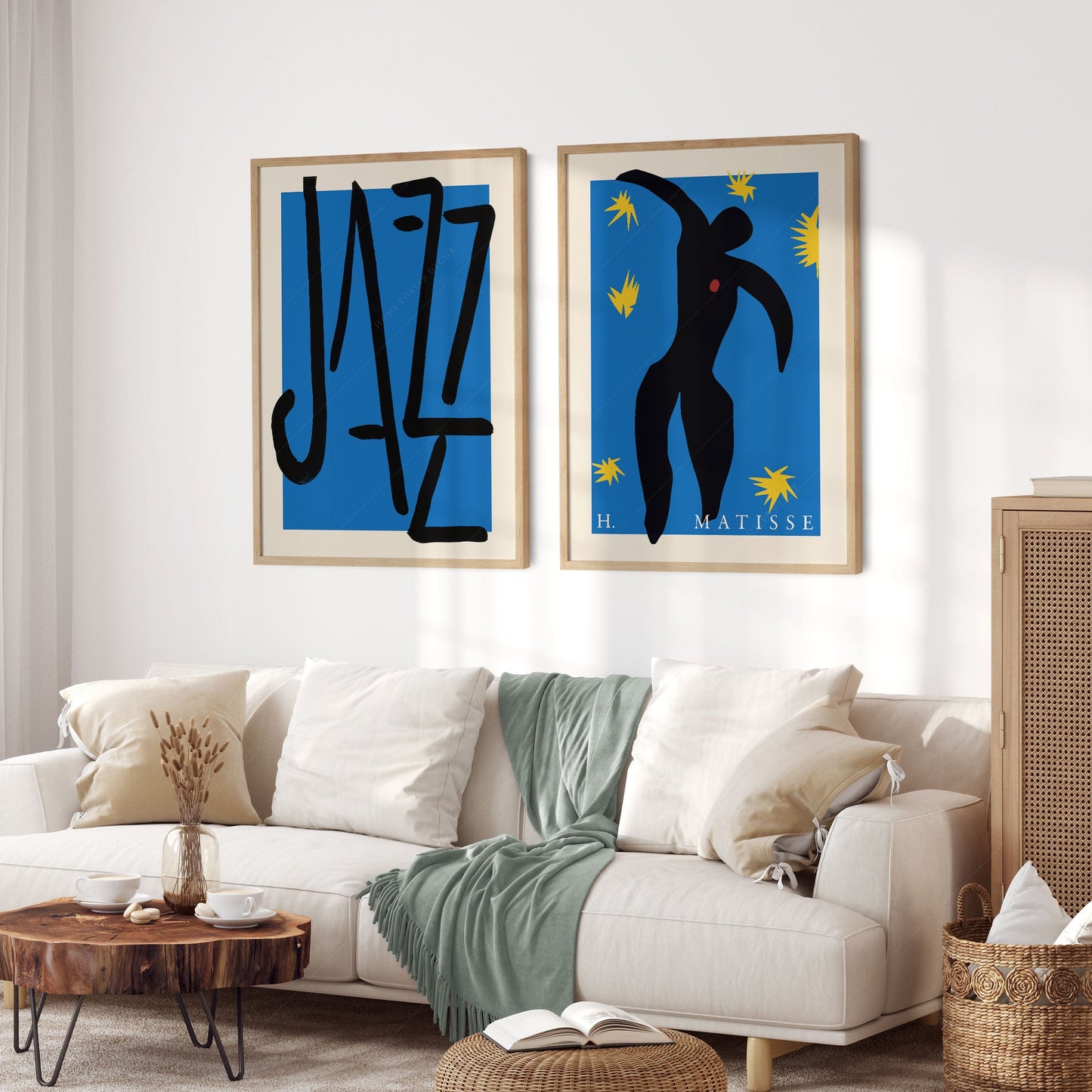 Home Poster Decor Set of 2 Henri Matisse Jazz, Set of 2 Prints, Music Lovers Gift, Indigo Blue and Black