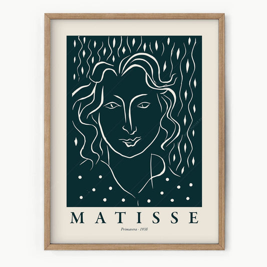 Home Poster Decor Henri Matisse Lithography, Woman Face Line, Modern Print