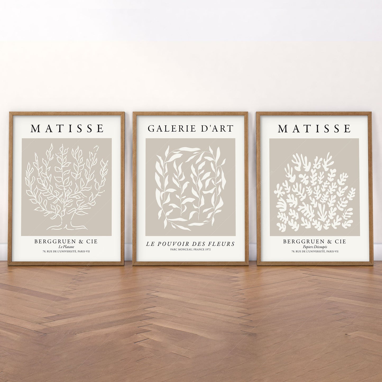 Home Poster Decor Henri Matisse Set of 3 Prints, Neutral Wall Decor, Galerie D'art, Fleurs Poster, Beige and White