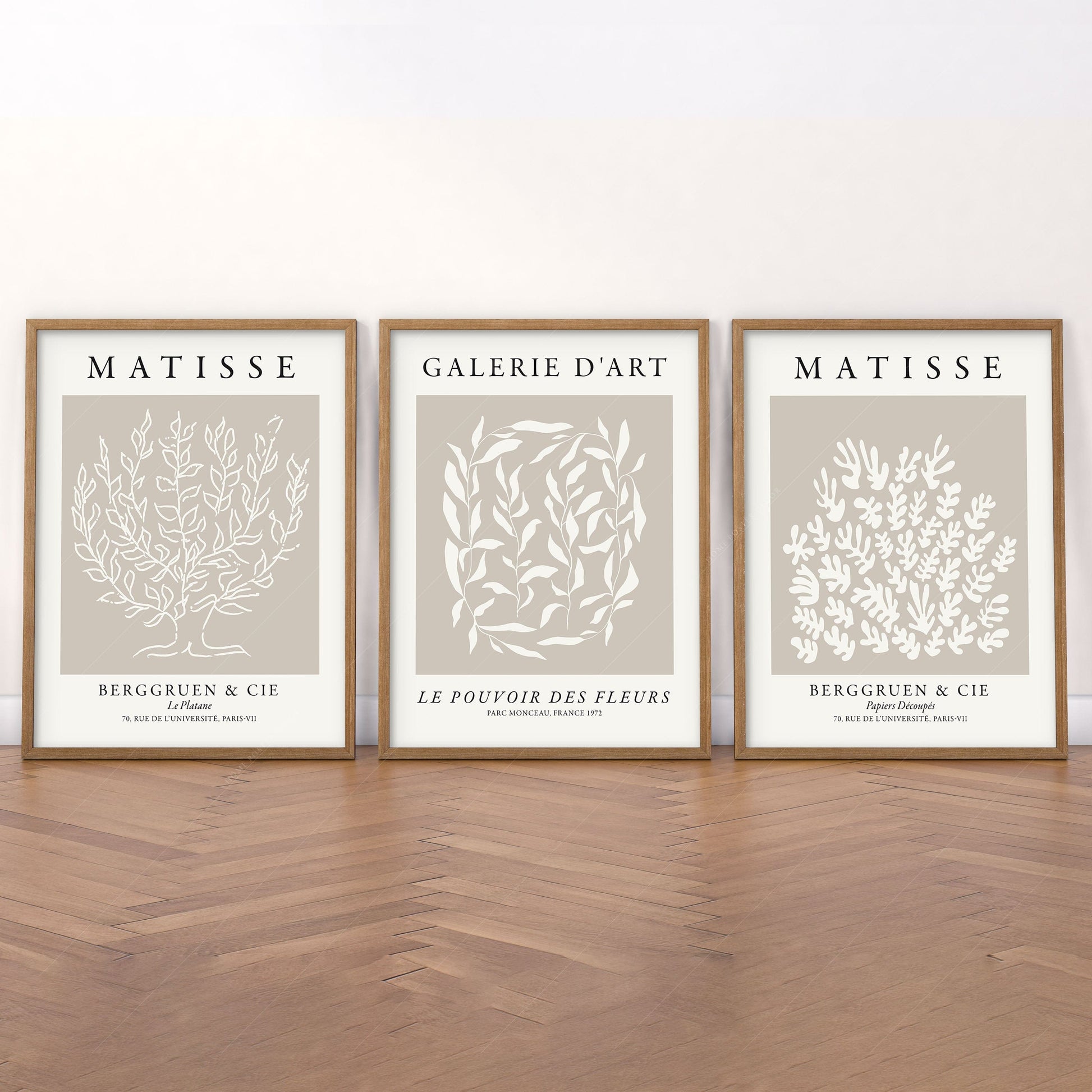 Home Poster Decor Henri Matisse Set of 3 Prints, Neutral Wall Decor, Galerie D'art, Fleurs Poster, Beige and White