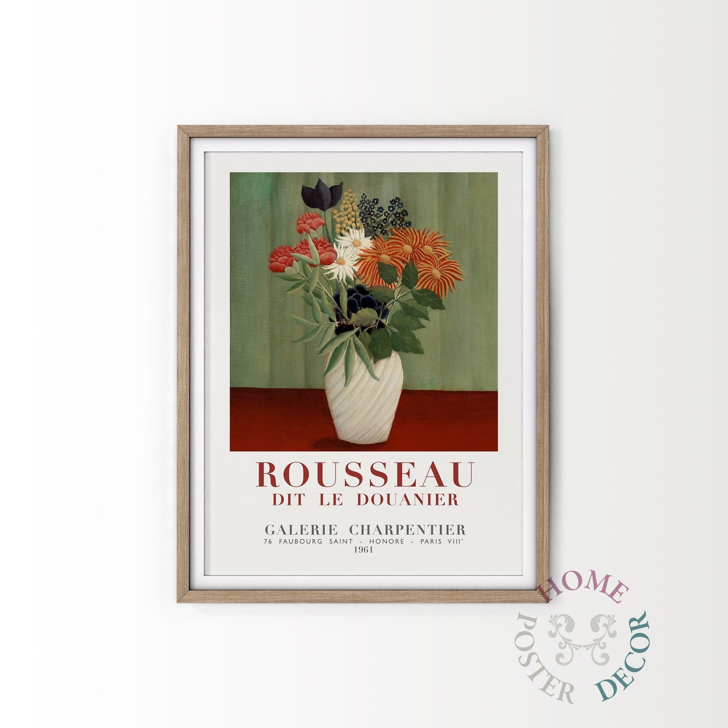 Home Poster Decor Single Henri Rousseau poster, Museum exhibition print, Floral Wall Art, Flower Painting, Rousseau Art, Flower Print, Small to Large Sizes, 24"x36"