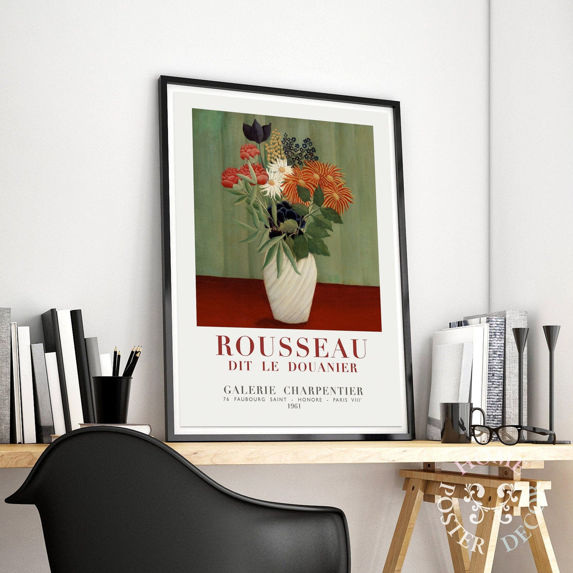 Home Poster Decor Single Henri Rousseau poster, Museum exhibition print, Floral Wall Art, Flower Painting, Rousseau Art, Flower Print, Small to Large Sizes, 24"x36"