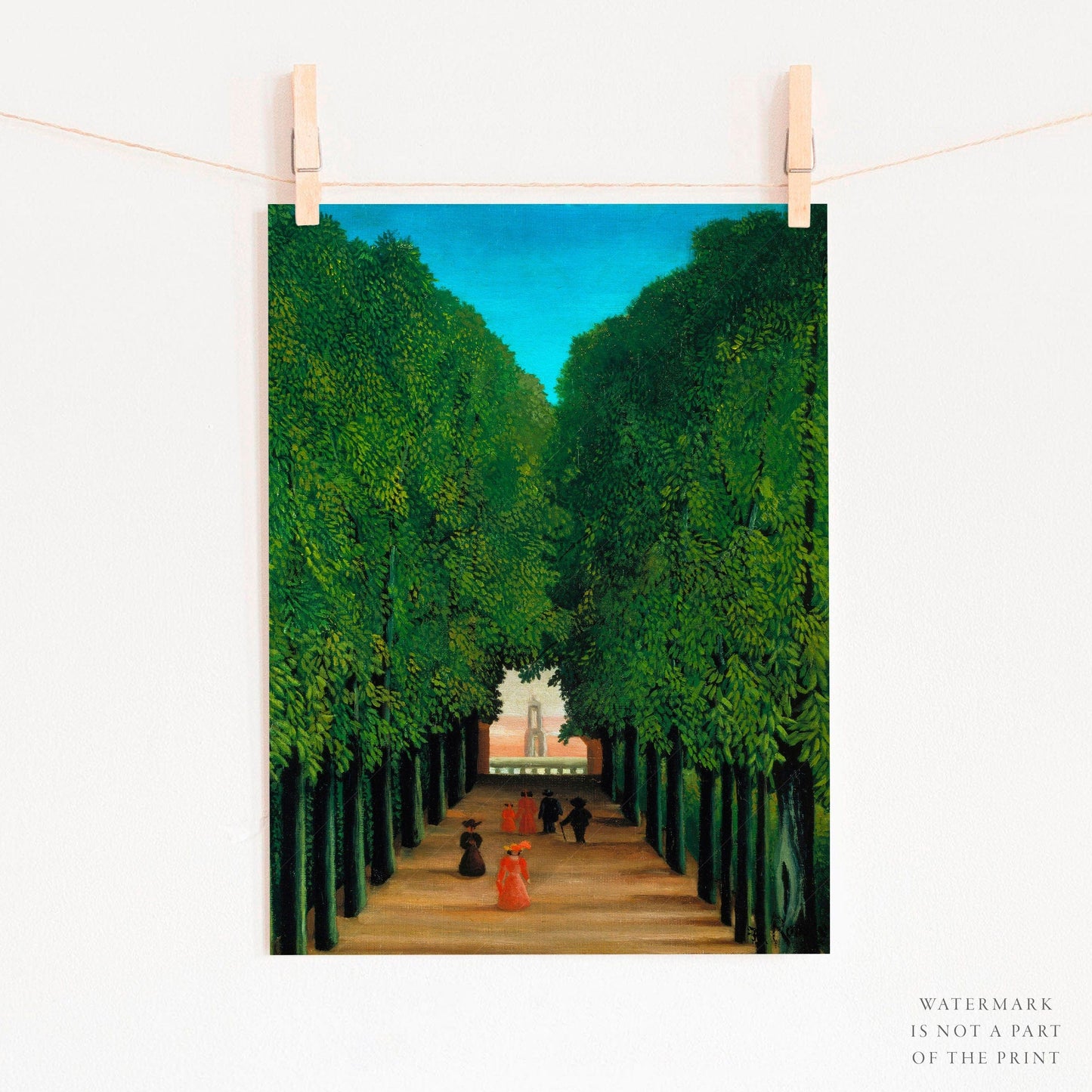 Home Poster Decor Single Henri Rousseau, The Avenue in the Park at Saint Cloud, Green Trees Print, Tropical Forest, Landscape Painting, Bedroom Wall Decor, Gift Idea