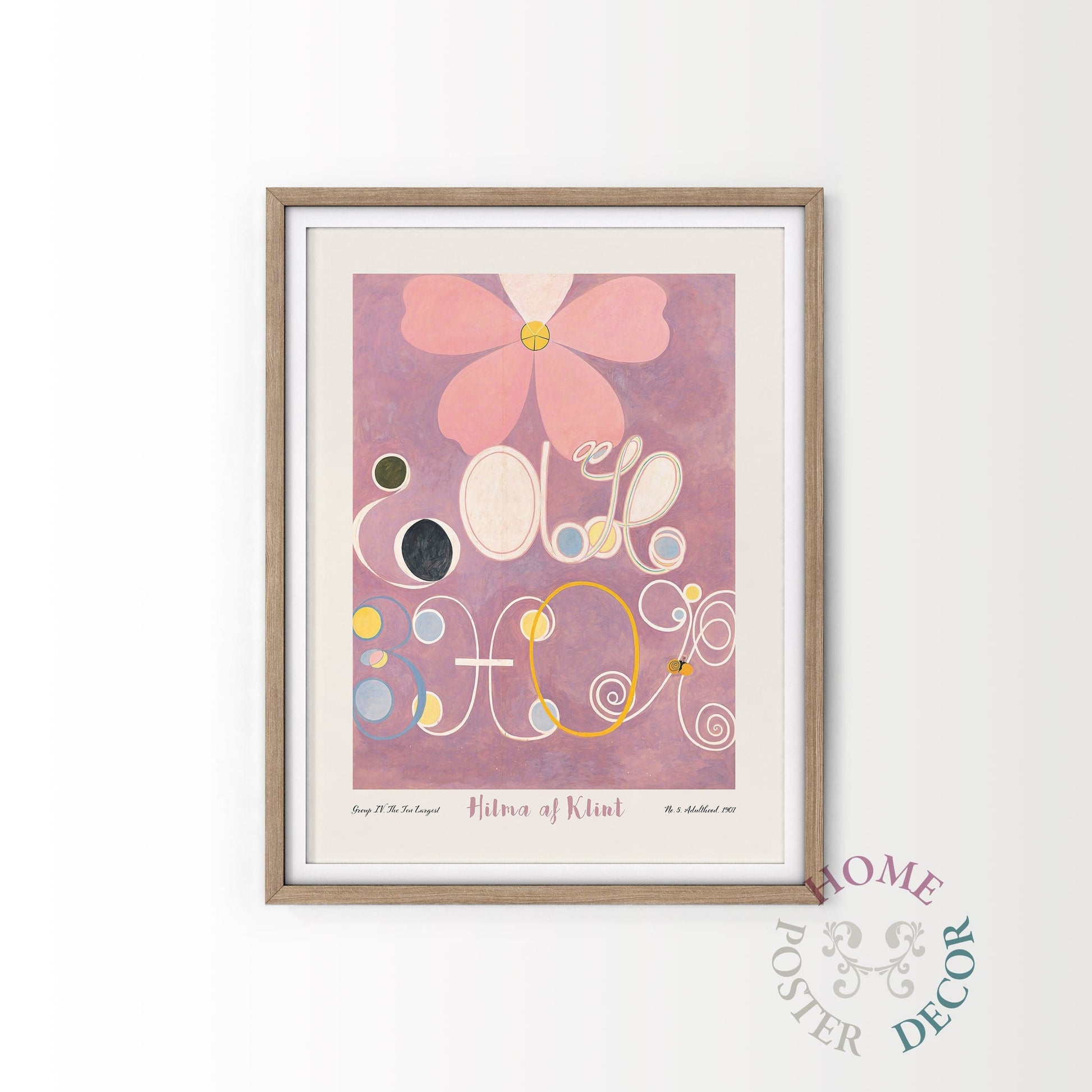 Home Poster Decor Single Hilma af Klint, Abstract print, Modern art, Bohemian Wall Decor, Blush Pink, Scandinavian poster, Gift Idea, Large Poster, Light Purple